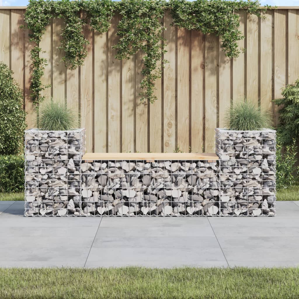 Gartenbank aus Gabionen 183x41x60,5 cm Massivholz Kiefer Gartenbank aus Gabionen 183x41x60,5 cm Massivholz Kiefer