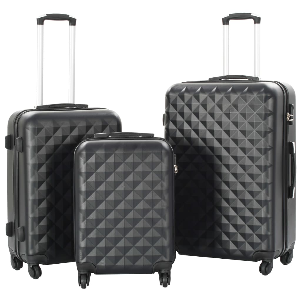 Hartschalen-Trolley-Set 3 Stk. Schwarz ABS Hartschalen-Trolley-Set 3 Stk. Schwarz ABS