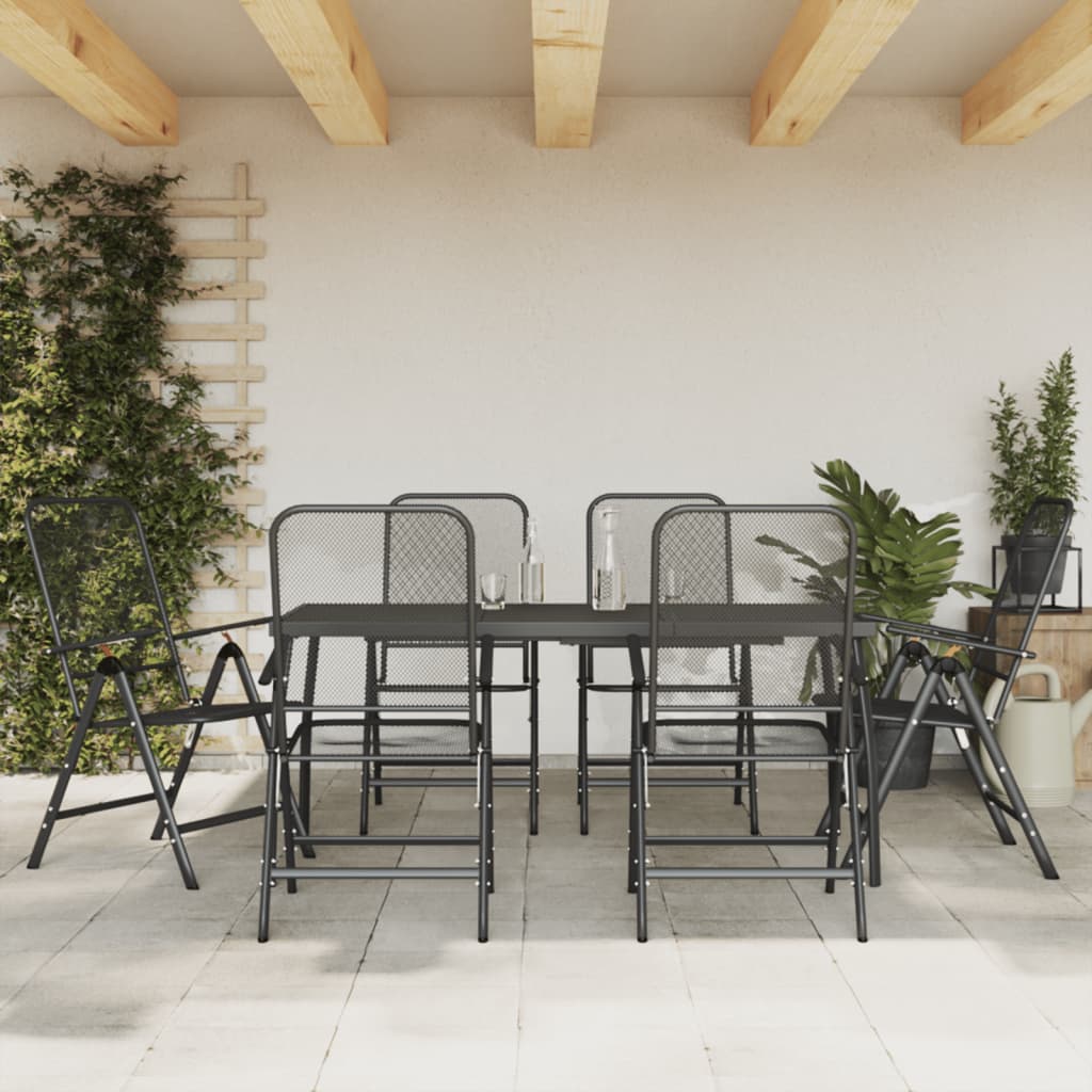 7-tlg. Garten-Essgruppe Anthrazit Streckgitter 7-tlg. Garten-Essgruppe Anthrazit Streckgitter