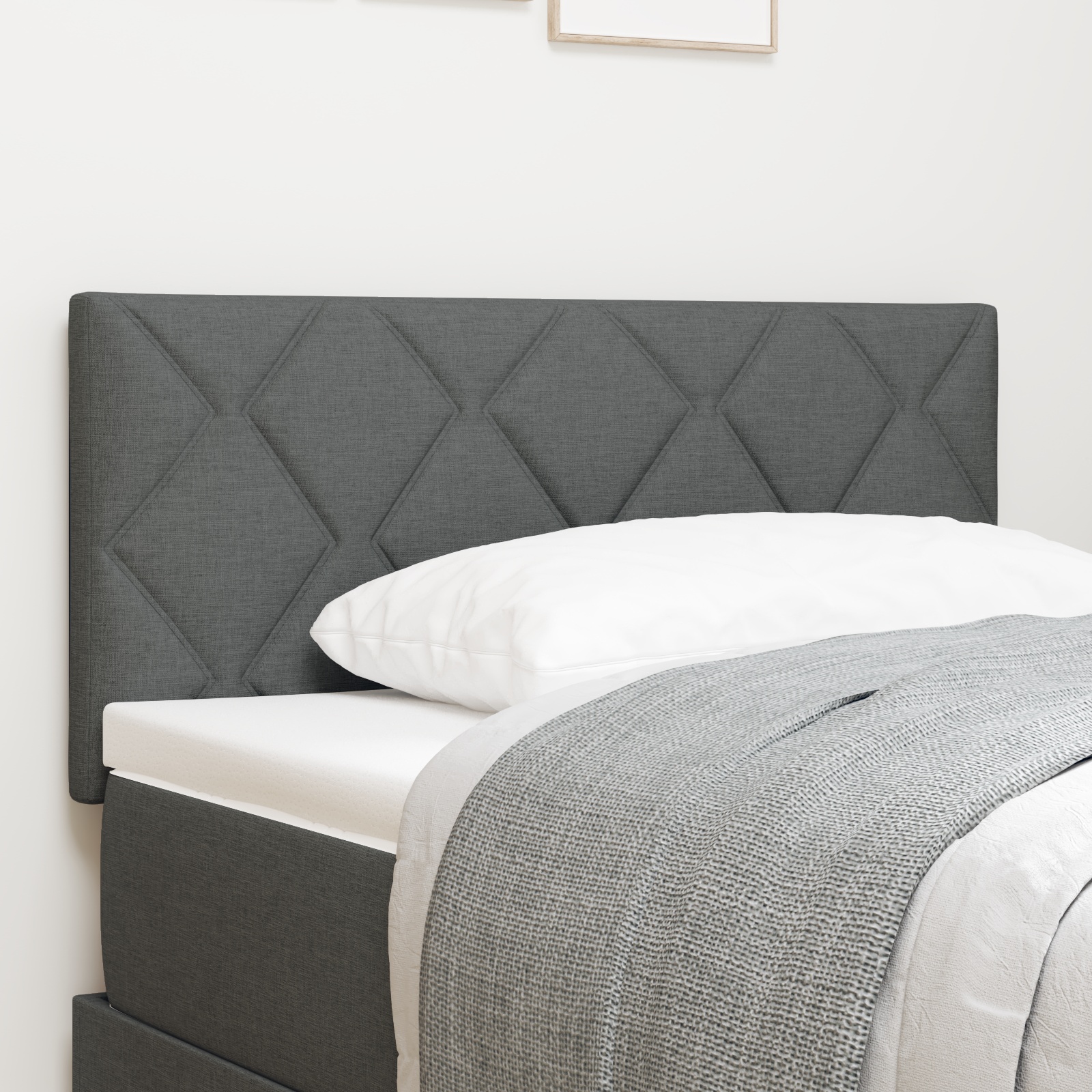 LED Kopfteil Rautenmuster Dunkelgrau 90 cm Stoff