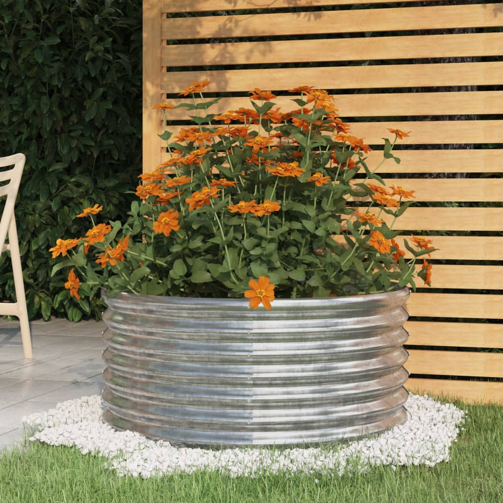 Pflanzkübel Pulverbeschichteter Stahl 80x80x36 cm Silber
