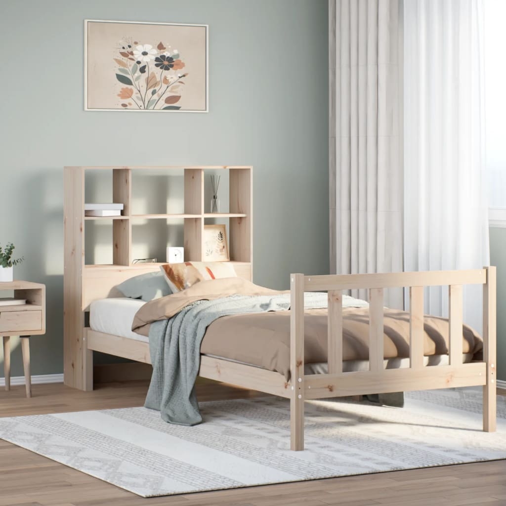 Massivholzbett mit Regal ohne Matratze 90x200 cm Kiefer