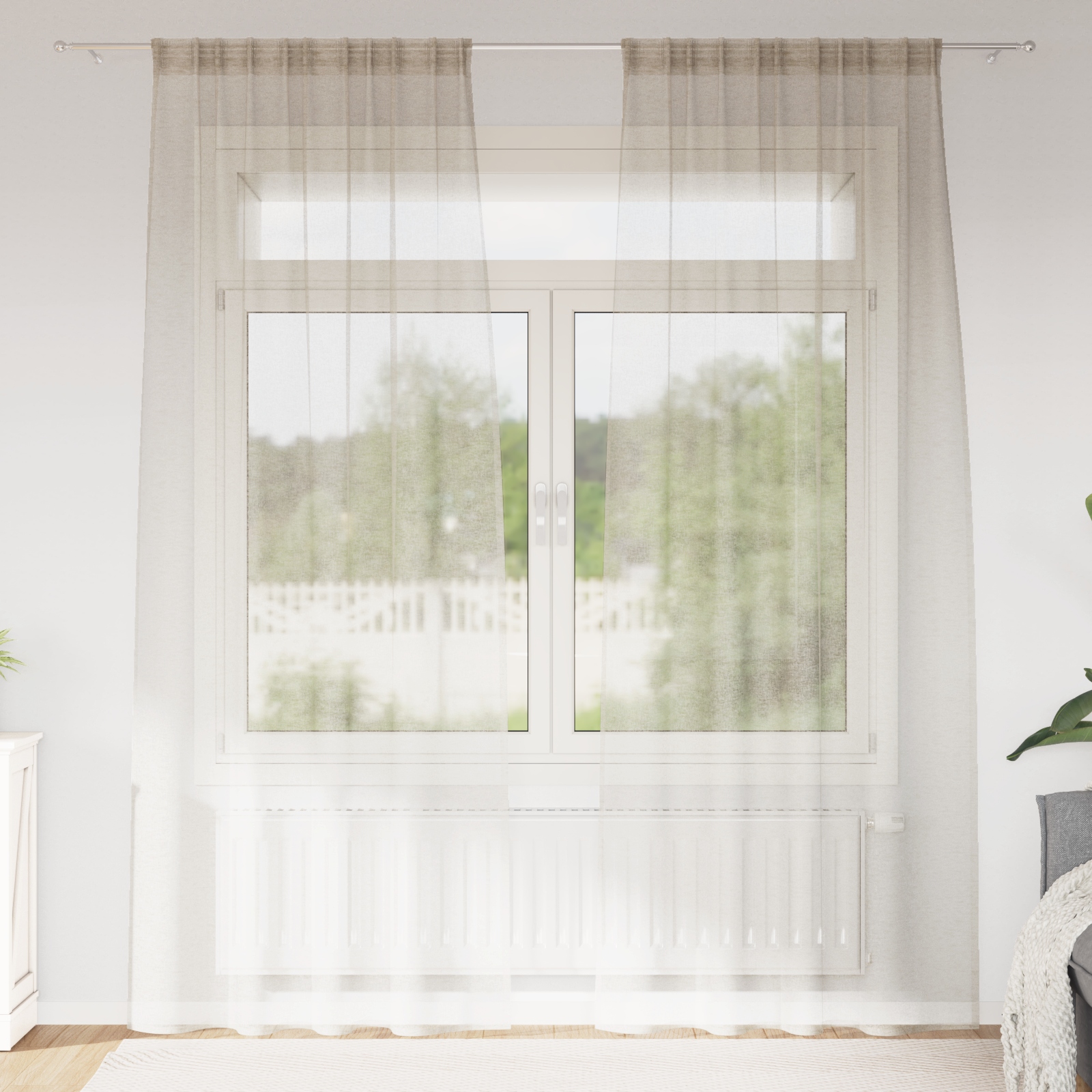 Vorhänge mit Vorhängen 2 pcs Sand 140 x 225 cm Polyester