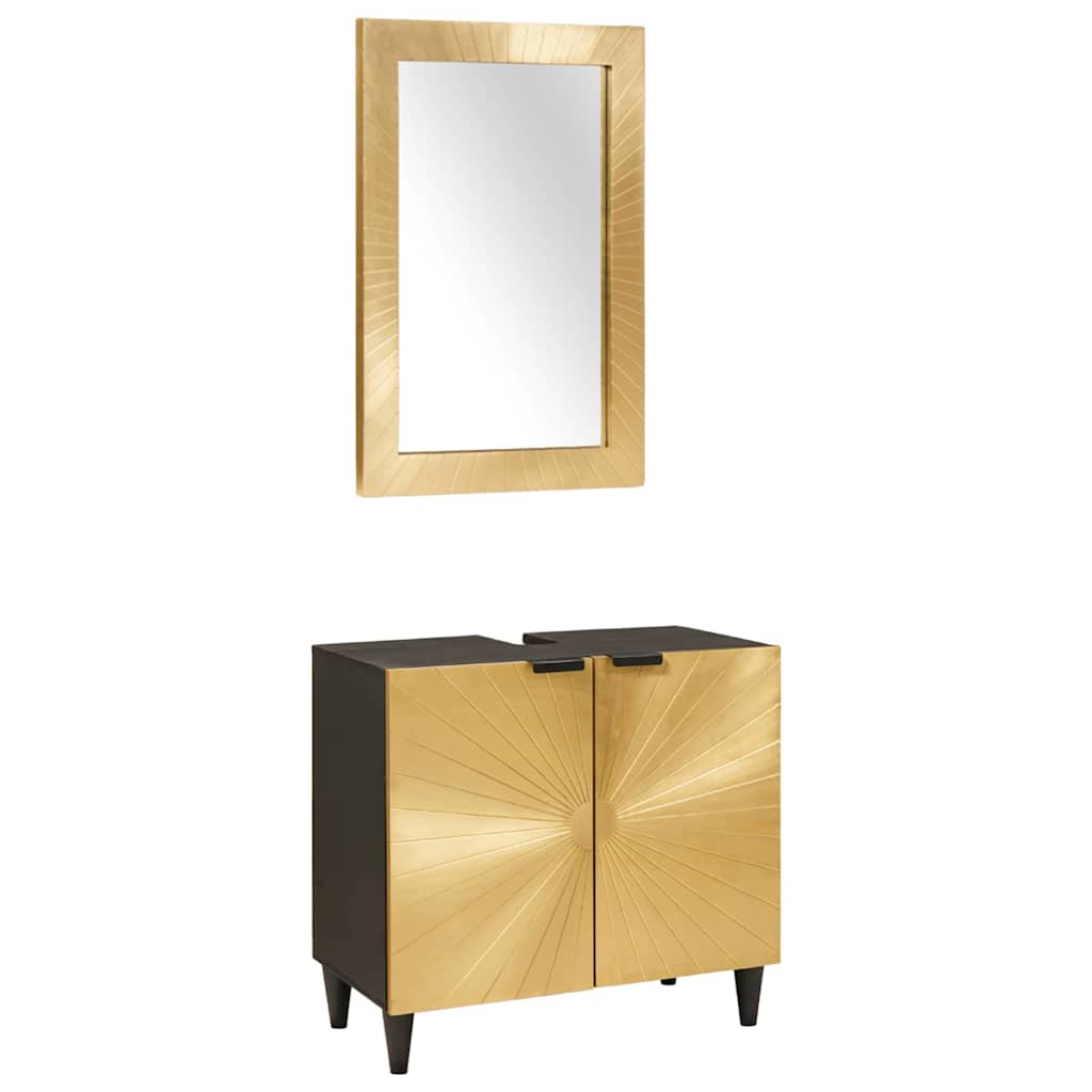 Badezimmermöbel-Sets 2 pcs Schwarz und Gold 62 x 33 x 58 cm