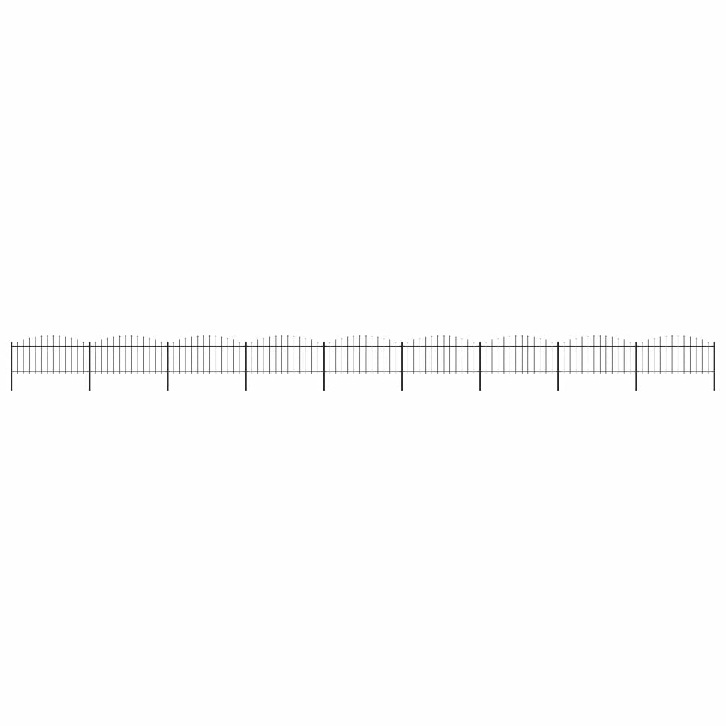 Gartenzaun mit Speerspitzen Stahl (0,5 - 0,75) x 15,3 m Schwarz