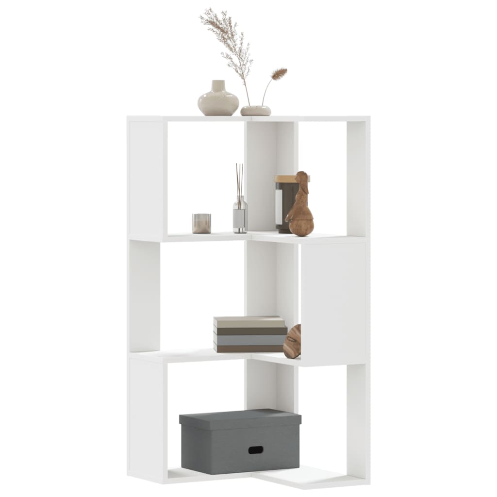 Eck-Bücherregal 3 Böden Weiß 50x50x102 cm Holzwerkstoff