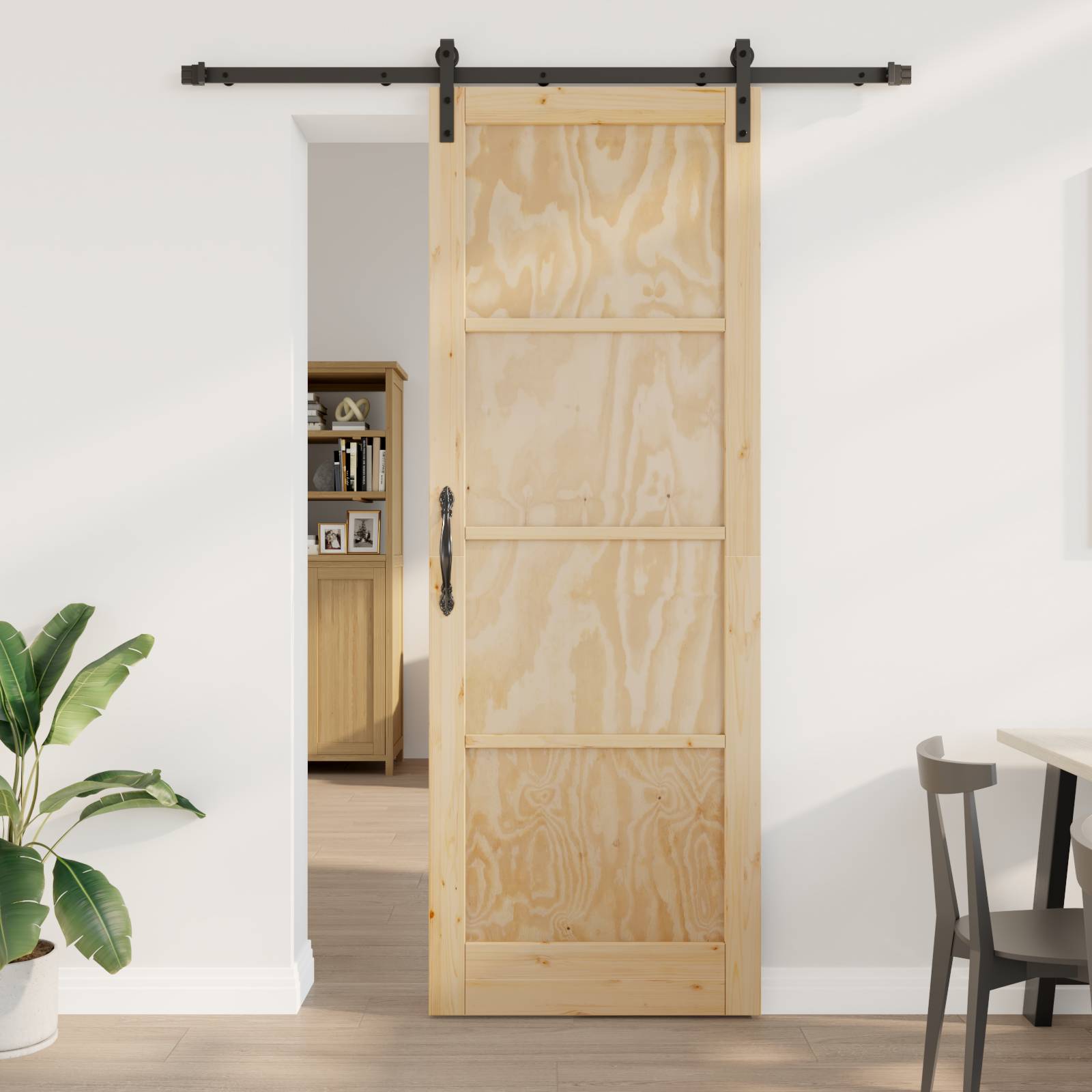 Schiebetür mit Hardware Set 83x232 cm Massivholz Kiefer