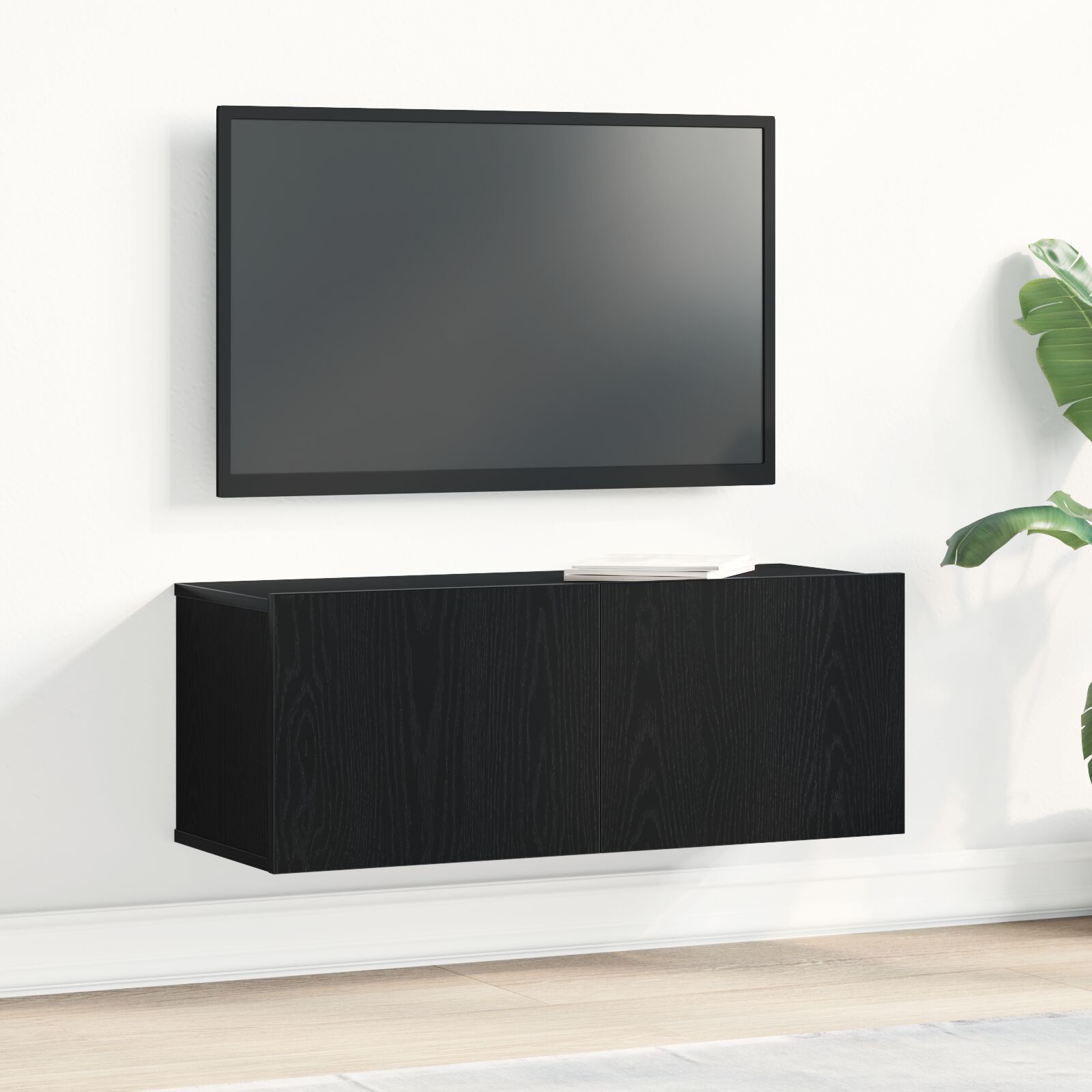 vidaXL Schwarzer Eichen Fernsehtisch 80x30x30 cm aus Spanplatte