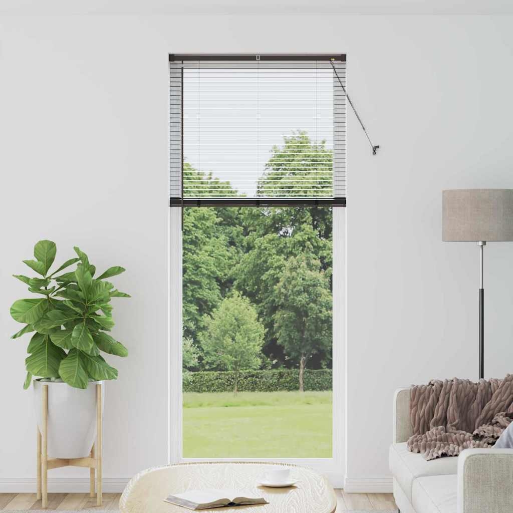 Fenster Jalousie mit Vorhängen Sonstiges Schwarz 90 x 220 cm Aluminium