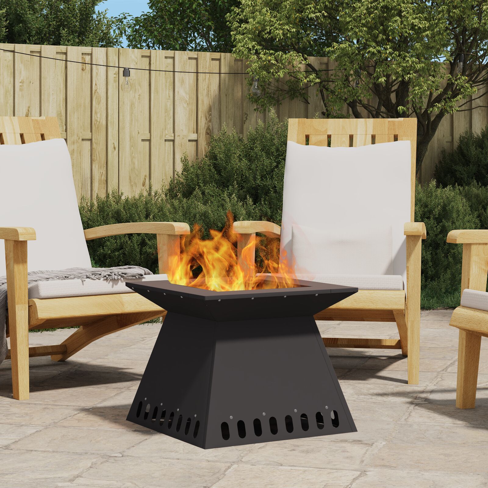 vidaXL Feuerstelle Schwarz 48x48x40 cm Stahl