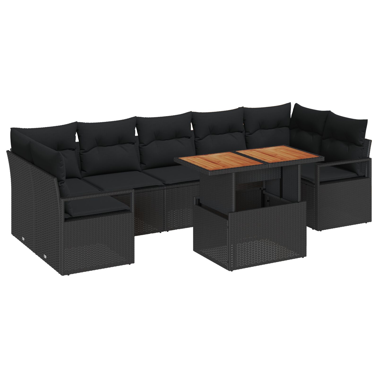 8-teiliges Garten Sofa Set mit Kissen Schwarz Poly Rattan Akazie, 2-Sitzer Garten Sofa mit Kissen Schwarz Poly Rattan 8-teiliges Garten Sofa Set mit Kissen Schwarz Poly Rattan Akazie, 2-Sitzer Garten Sofa mit Kissen Schwarz Poly Rattan