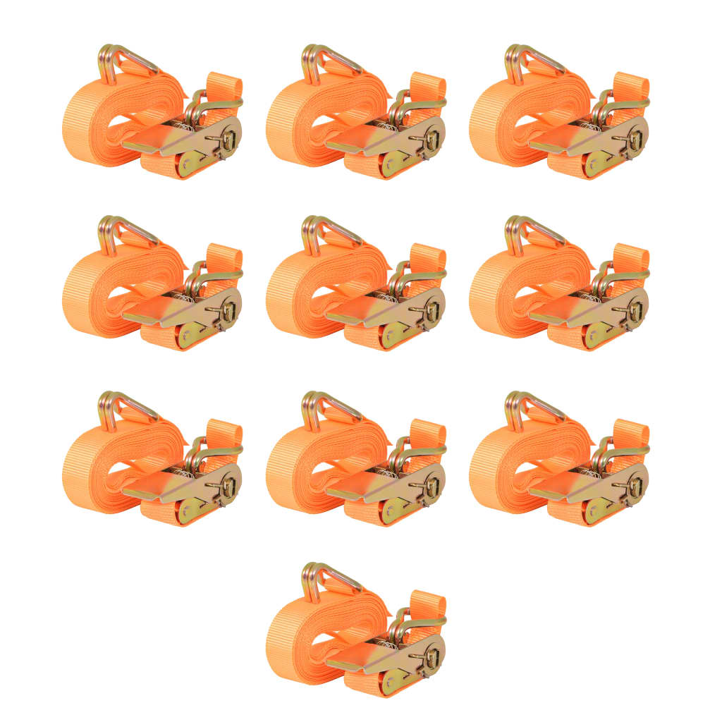 Ratschen-Spanngurte 10 Stk. 0,4 Tonnen 6m×25 mm Orange