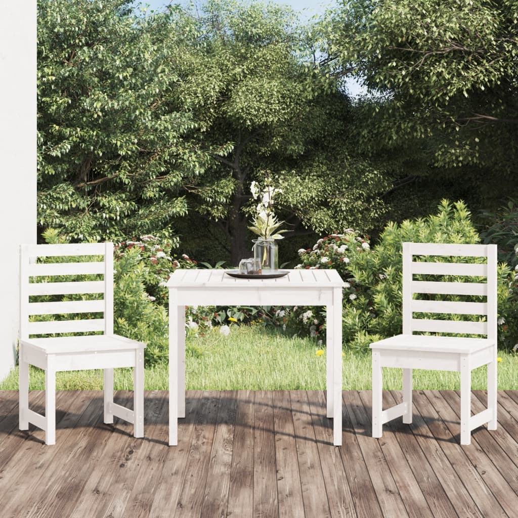 3-tlg. Garten-Bistro-Set Weiß Massivholz Kiefer 3-tlg. Garten-Bistro-Set Weiß Massivholz Kiefer