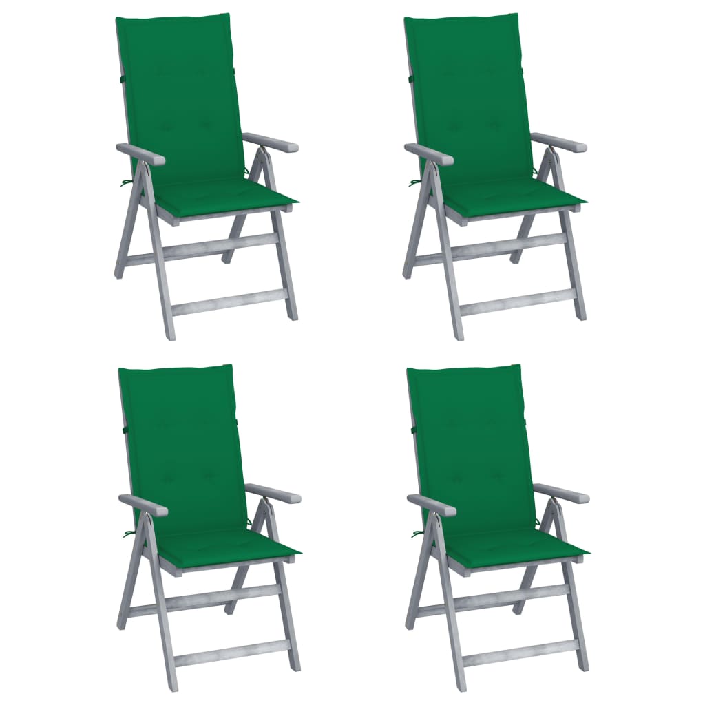 Hochlehner Verstellbar 4 Stk. mit Auflagen Massivholz Akazie Hochlehner Verstellbar 4 Stk. mit Auflagen Massivholz Akazie