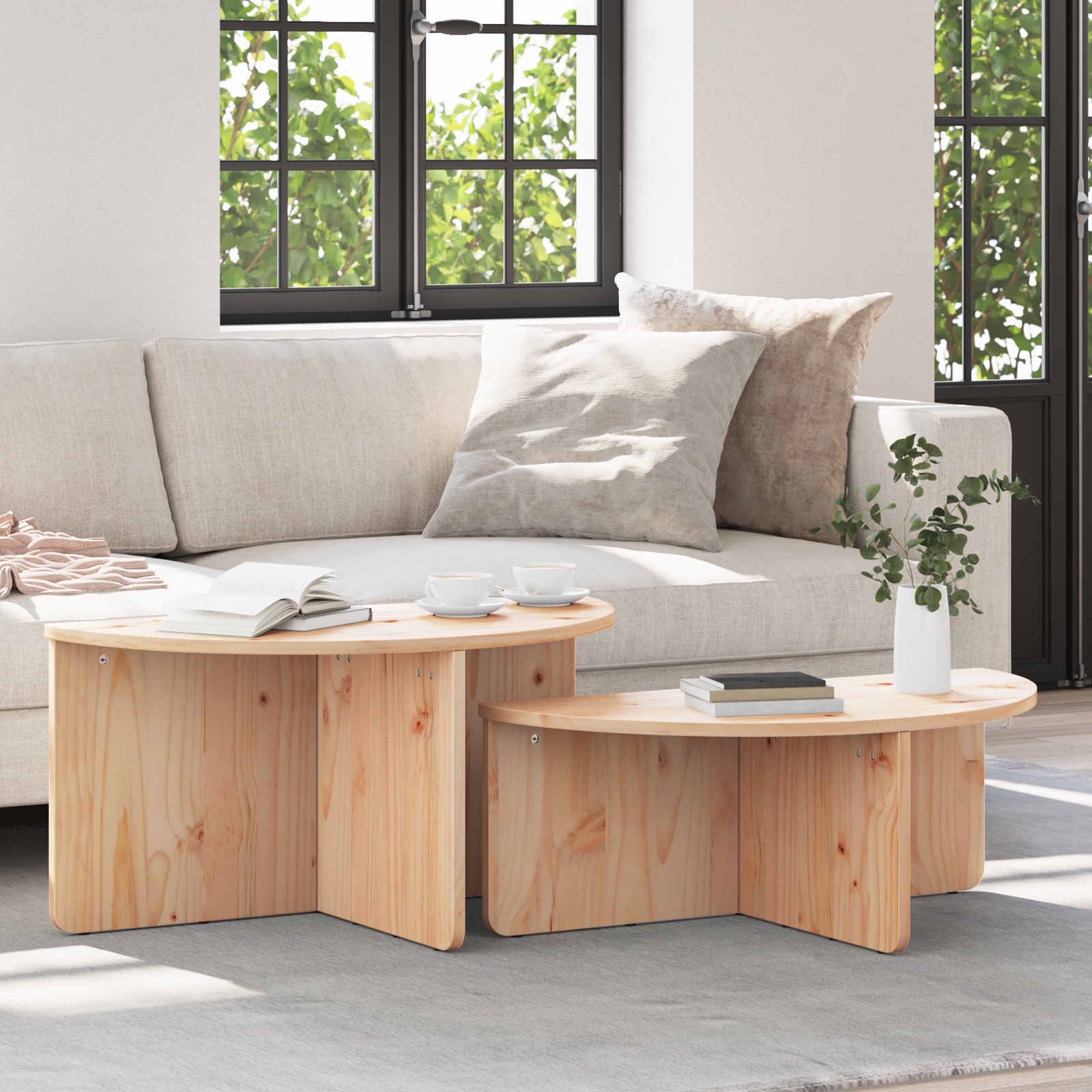 Couchtisch 2 pcs Natürlich 79 x 39.5 x 40 cm Massivkiefer
