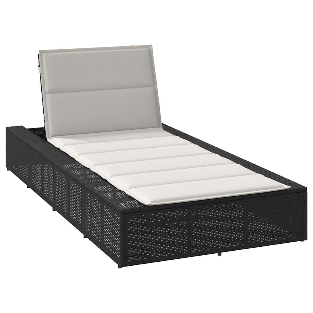 Sonnenliege mit schwebender Auflage Schwarz Poly Rattan Sonnenliege mit schwebender Auflage Schwarz Poly Rattan