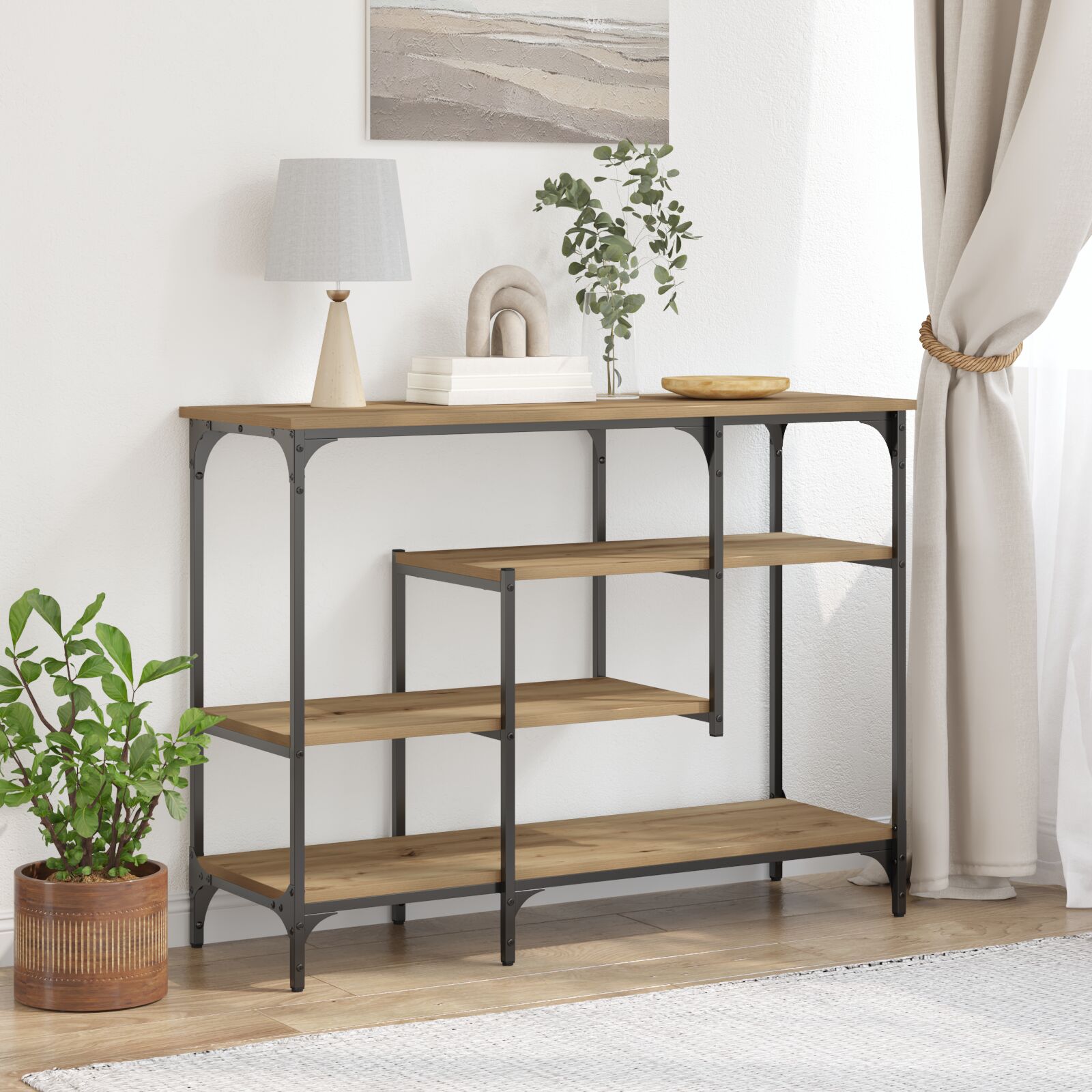 vidaXL Konsole Artisan Eiche 100x35x75 cm Ingenieure Holz & Stahl