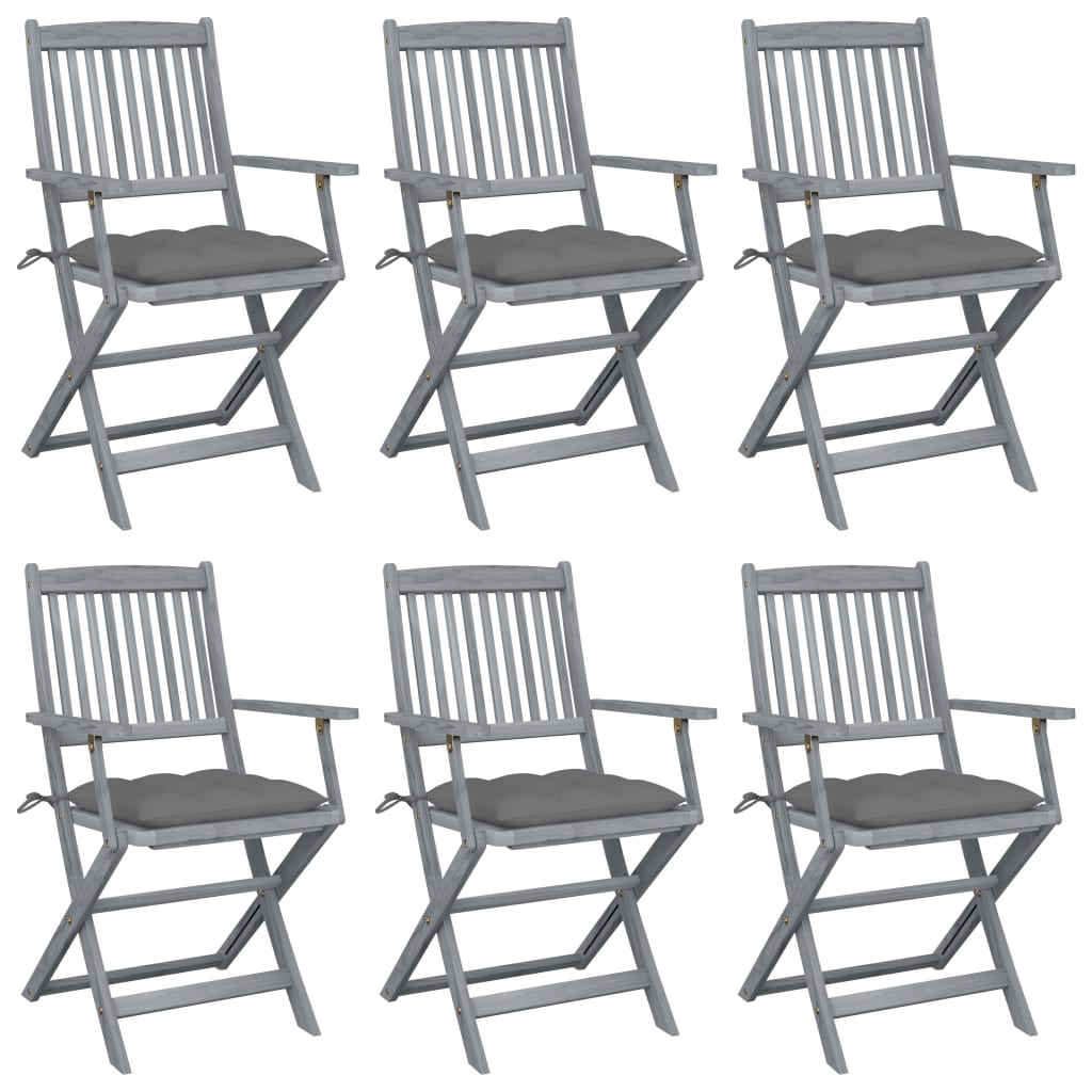 Klappbare Gartenstühle 6 Stk. mit Kissen Massivholz Akazie Klappbare Gartenstühle 6 Stk. mit Kissen Massivholz Akazie