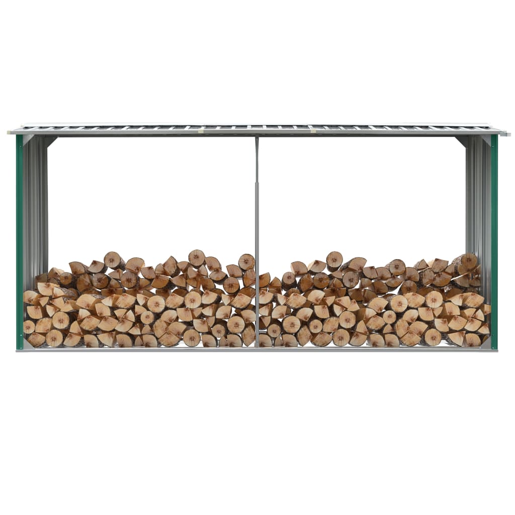 Brennholzlager Verzinkter Stahl 330 x 92 x 153 cm Grün