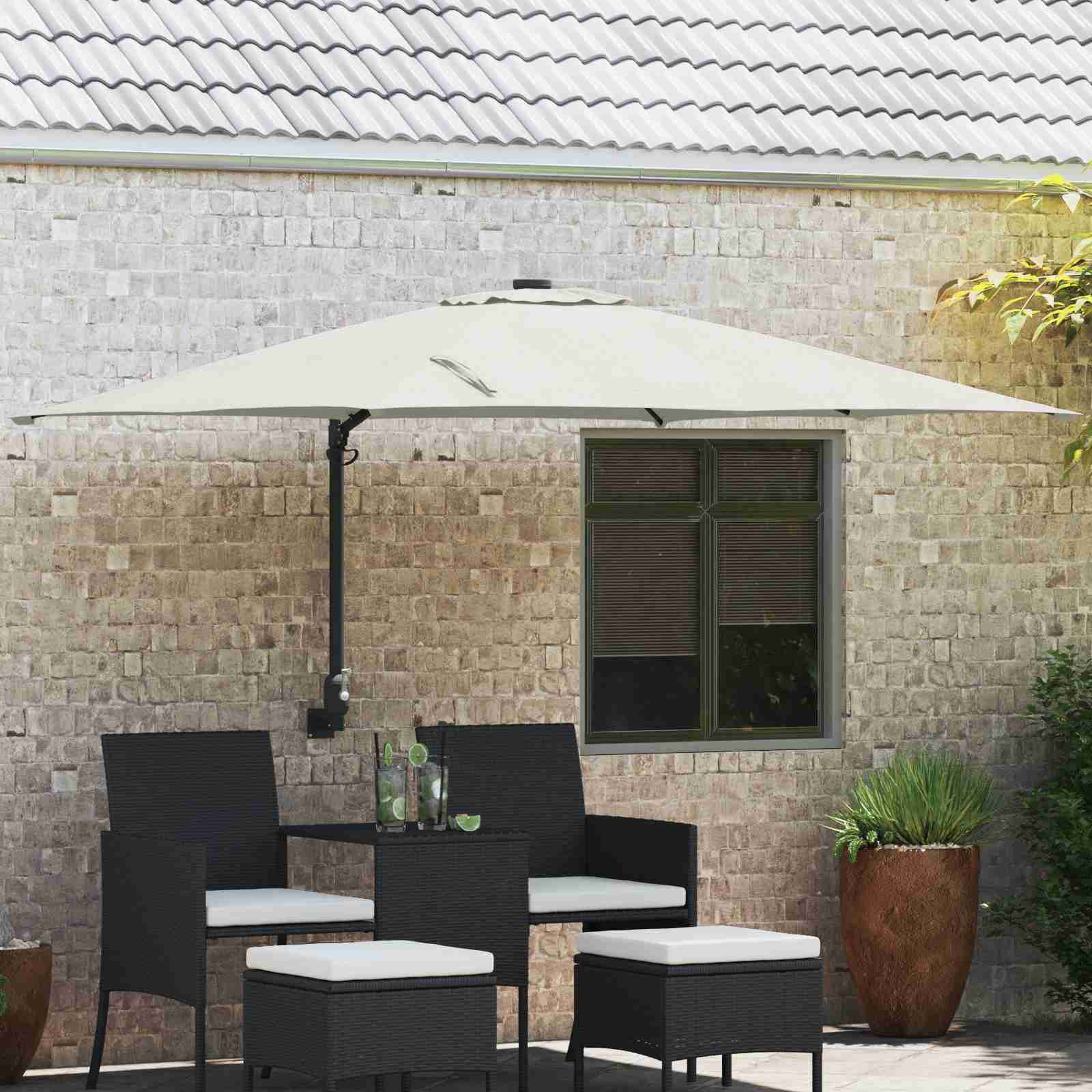Terrassenumbrella Sand Polyester, Aluminium Groß Faltbar