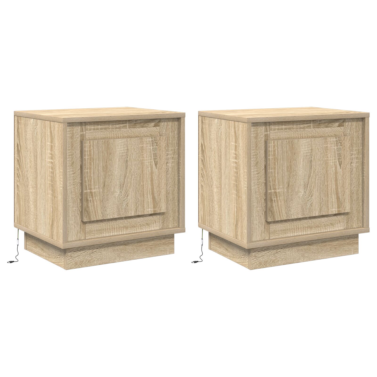 Nachttische mit LED-Lichtern 2 Stück Sonoma Eiche 44x34,5x45 cm