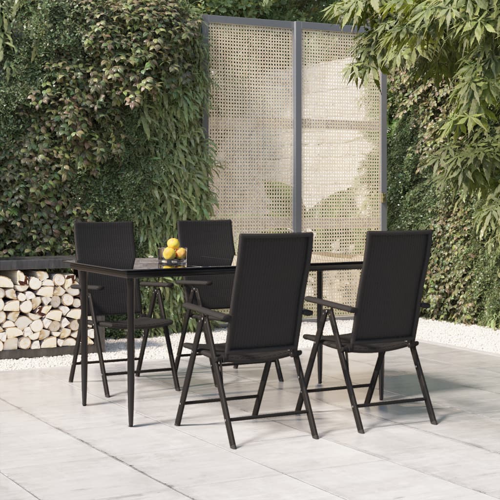 5-tlg. Garten-Essgruppe Schwarz Poly Rattan 5-tlg. Garten-Essgruppe Schwarz Poly Rattan