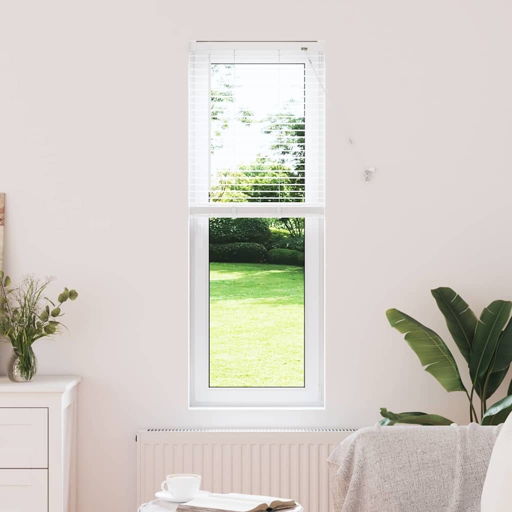 Fenster Jalousie mit Vorhängen Sonstiges Weiß 80 x 130 cm Aluminium