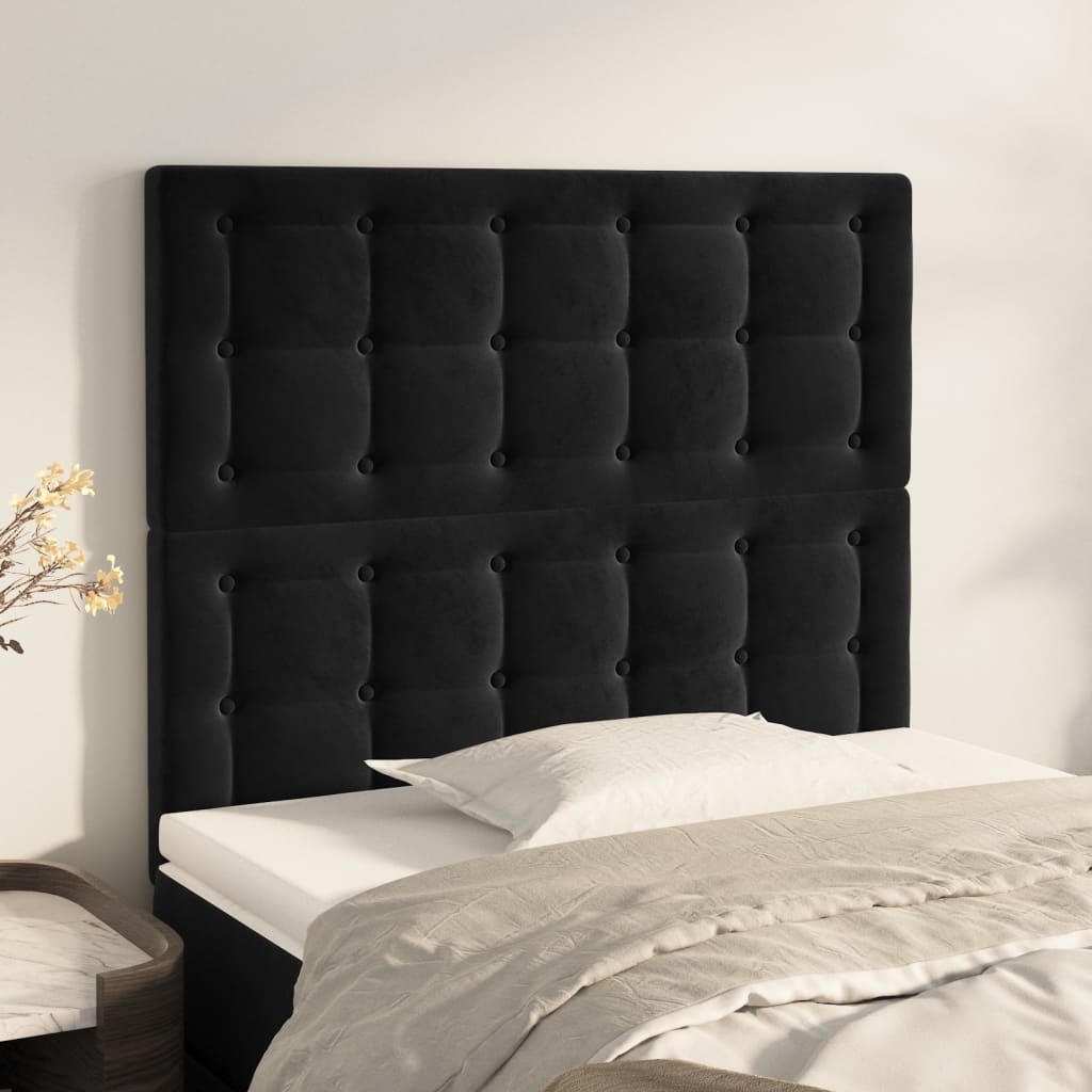 Kopfteile 2 Stk. Schwarz 90x5x78/88 cm Samt