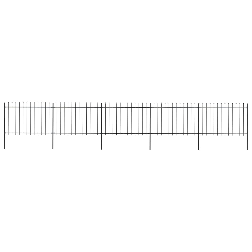 Gartenzaun mit Speerspitzen Stahl 8,5 x 1,2 m Schwarz