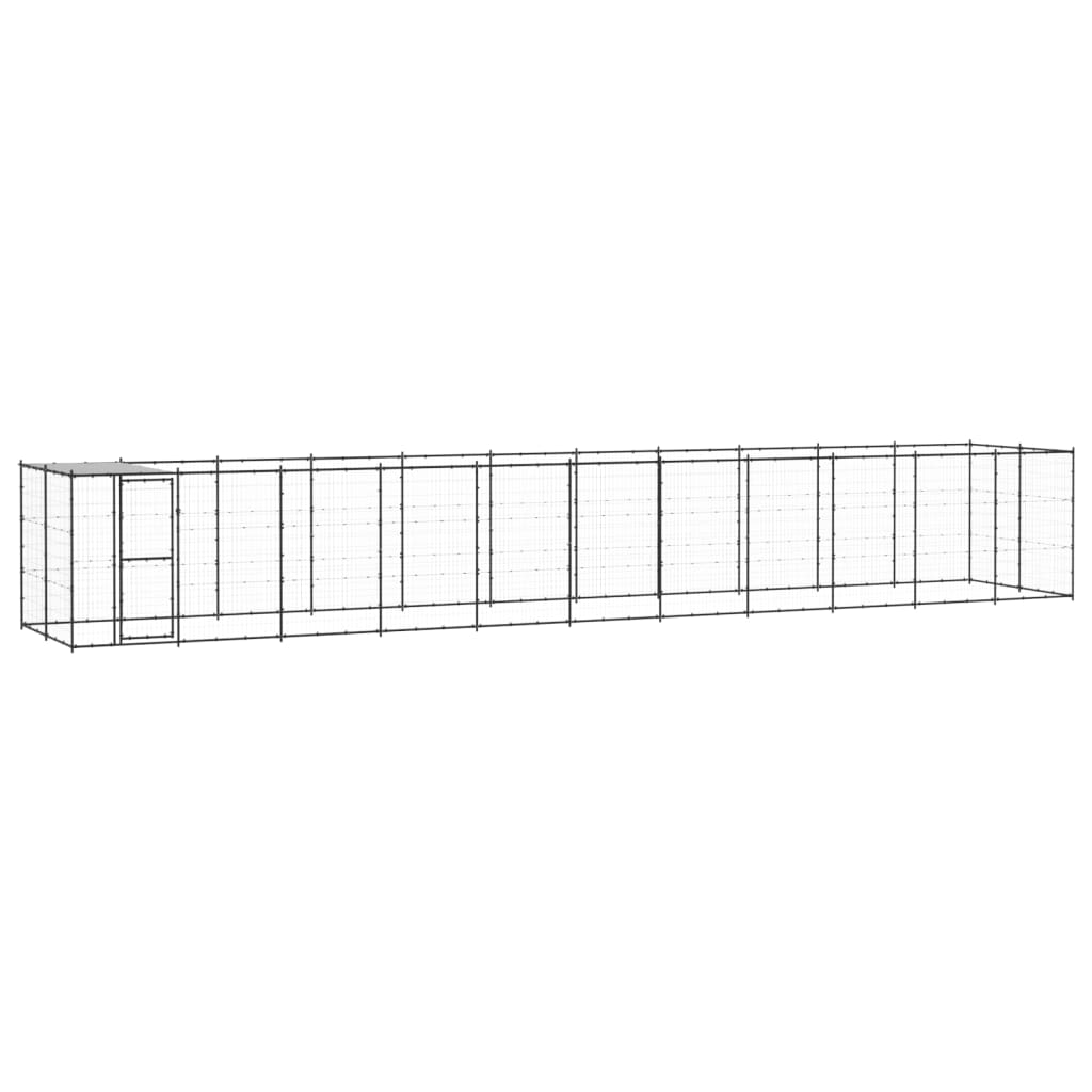 Outdoor-Hundezwinger mit Überdachung Stahl 26,62 m²