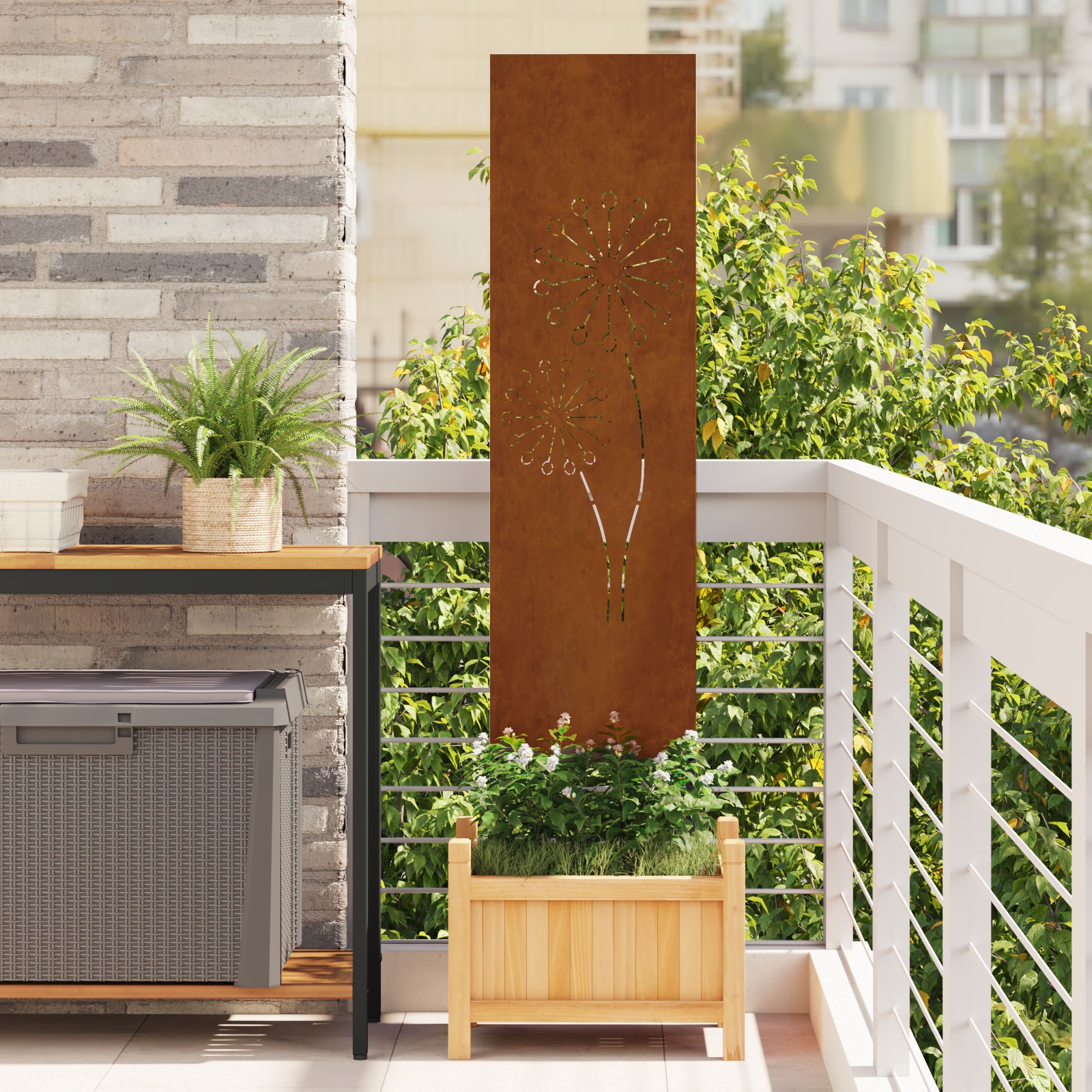 Garten dekoratives Panel Rostig 32 x 140 cm Wetterstahl