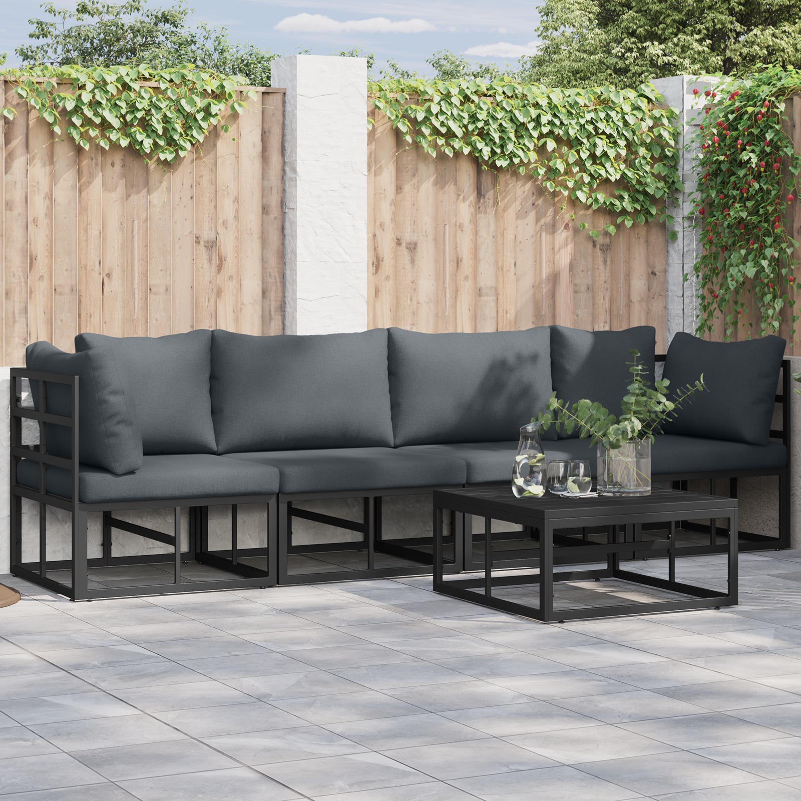 Garten-Sofa-Set 5 pcs Schwarz 70 x 70 x 32 cm Aluminium Garten-Sofa-Set 5 pcs Schwarz 70 x 70 x 32 cm Aluminium