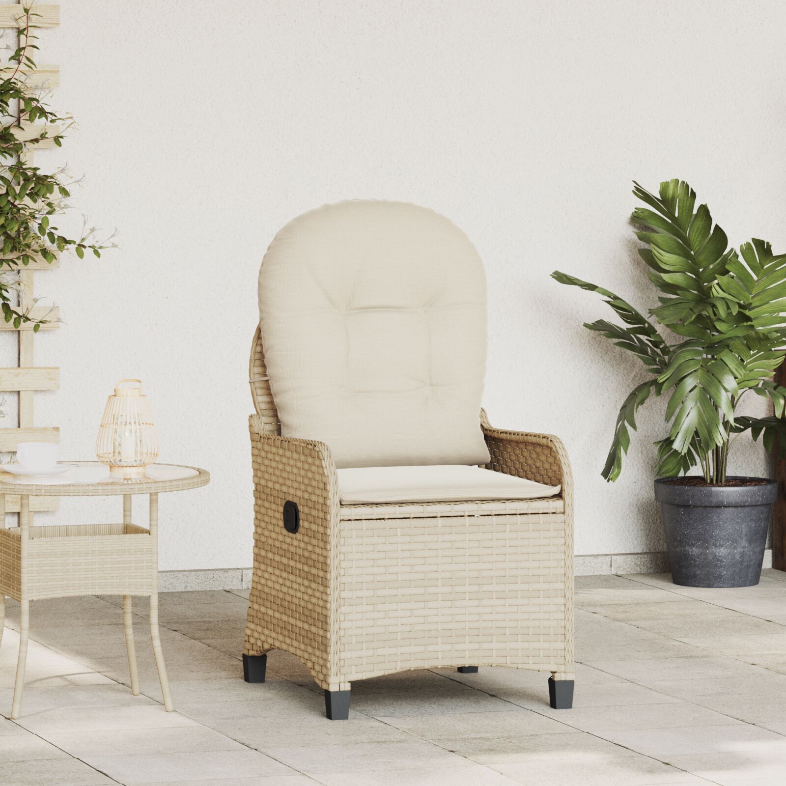 Relaxsessel mit Kissen Beige Poly-Rattan Relaxsessel mit Kissen Beige Poly-Rattan