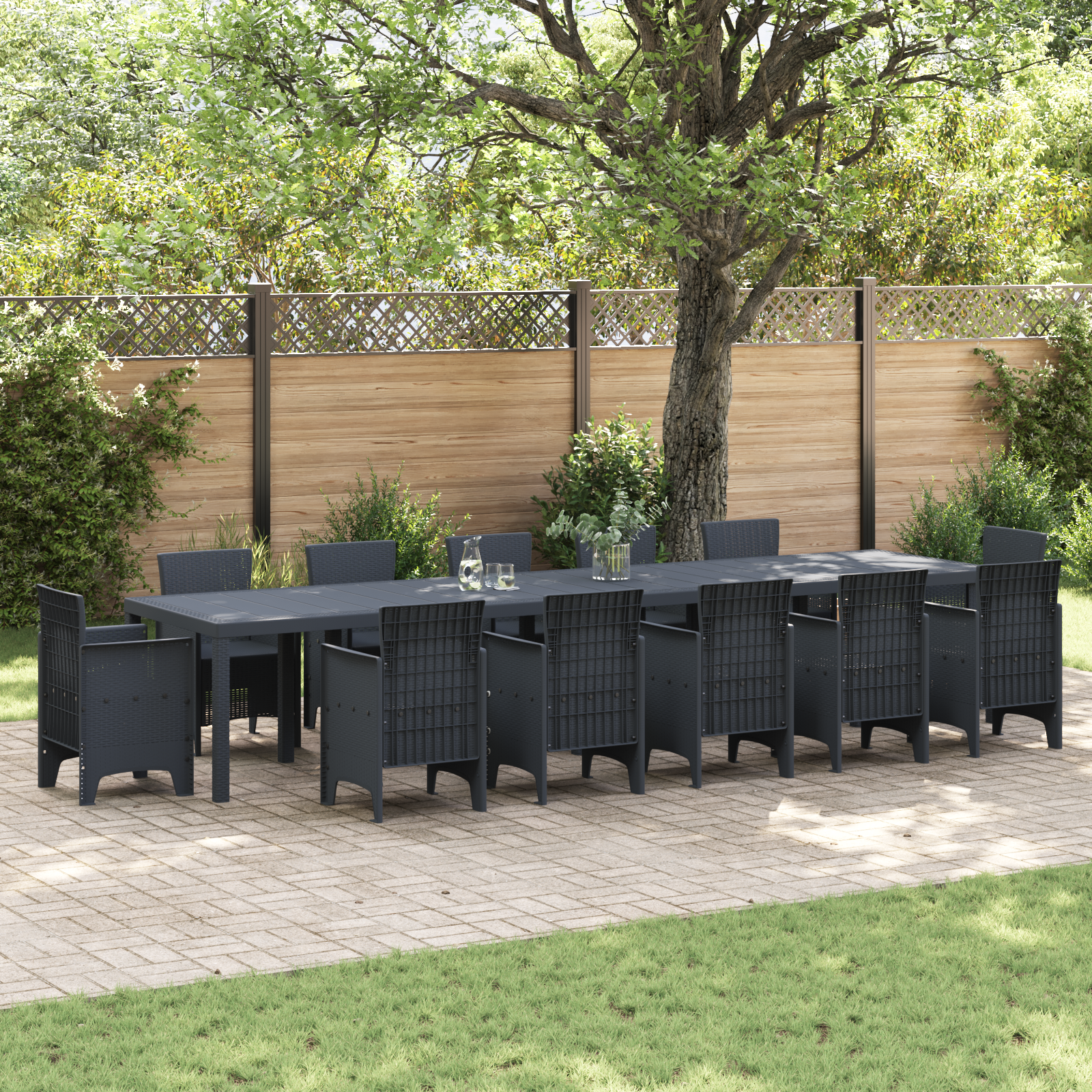Gartentisch Anthrazit 400x100x73 cm Poly Rattan