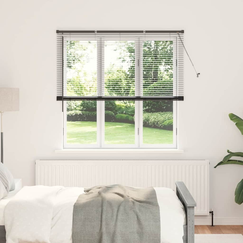 Fenster Jalousie mit Vorhängen Sonstiges Schwarz 140 x 175 cm Aluminium