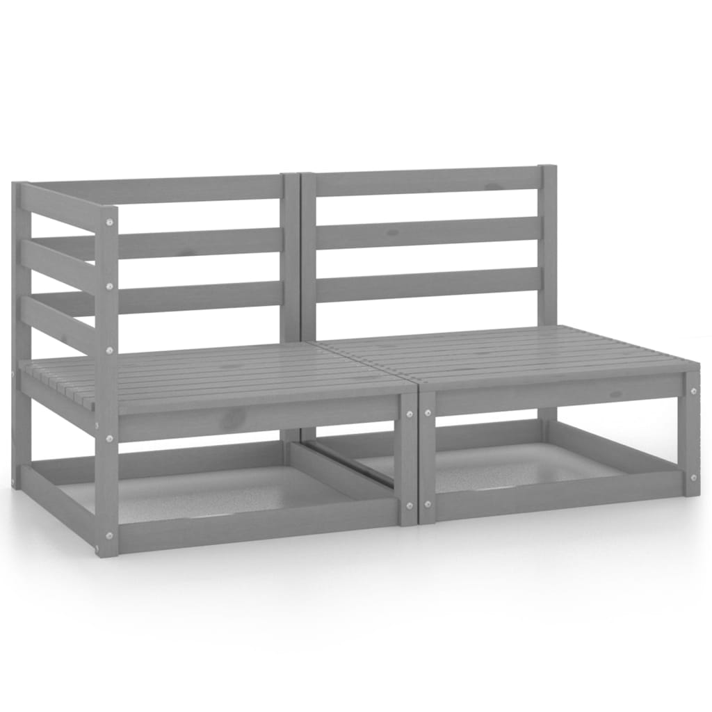 2-tlg. Garten-Lounge-Set Grau Kiefer Massivholz 2-tlg. Garten-Lounge-Set Grau Kiefer Massivholz
