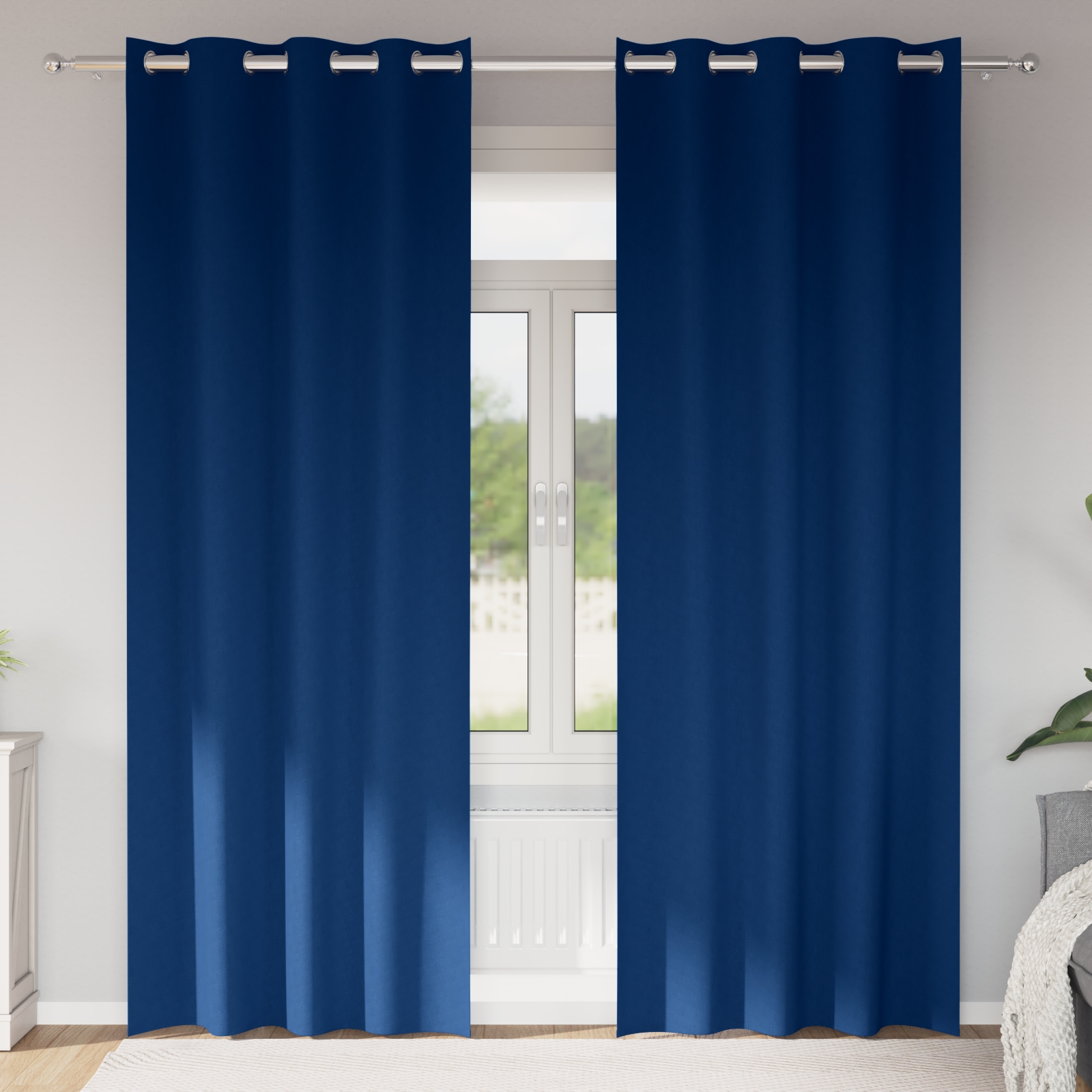 Vorhänge mit Vorhängen 2 pcs Dunkelblau 260 x 140 cm Polyester