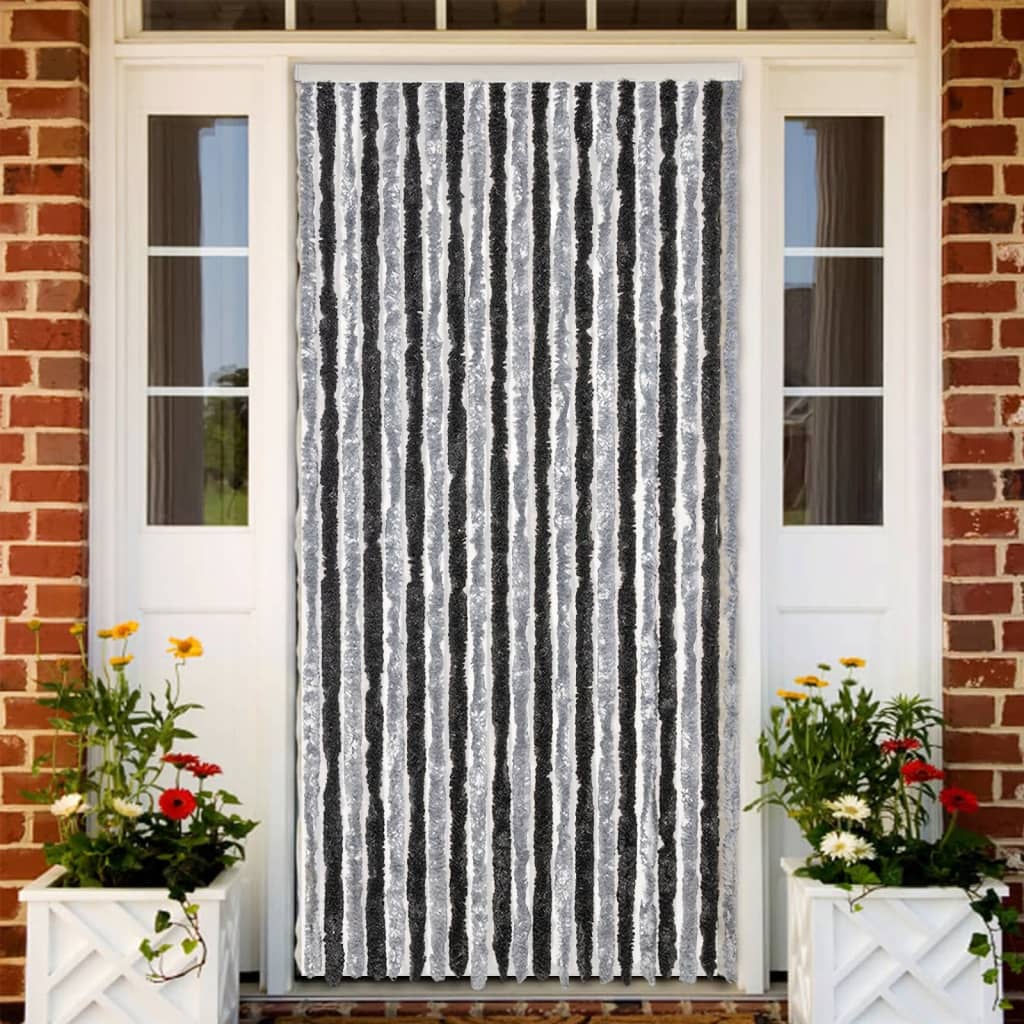 Fliegenvorhang Grau und Schwarz 90x220 cm Chenille