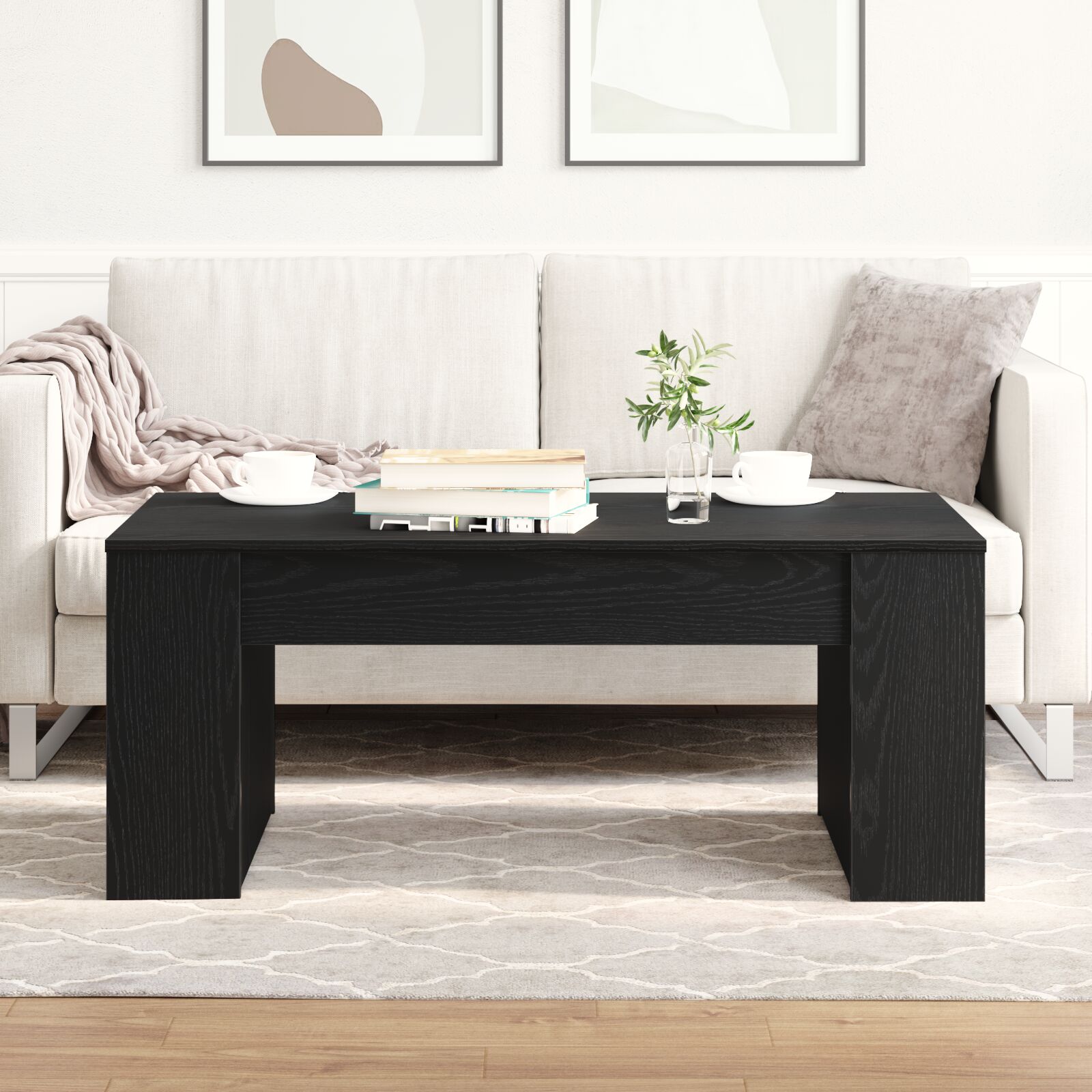 Couchtisch Schwarz Eiche 102x55x42 cm Holzwerkstoff