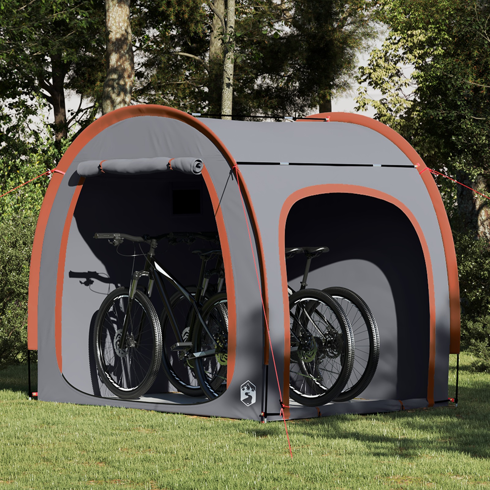 Fahrradgarage mit Dach mit Speicher mit Luftentlüftung Grau und Orange