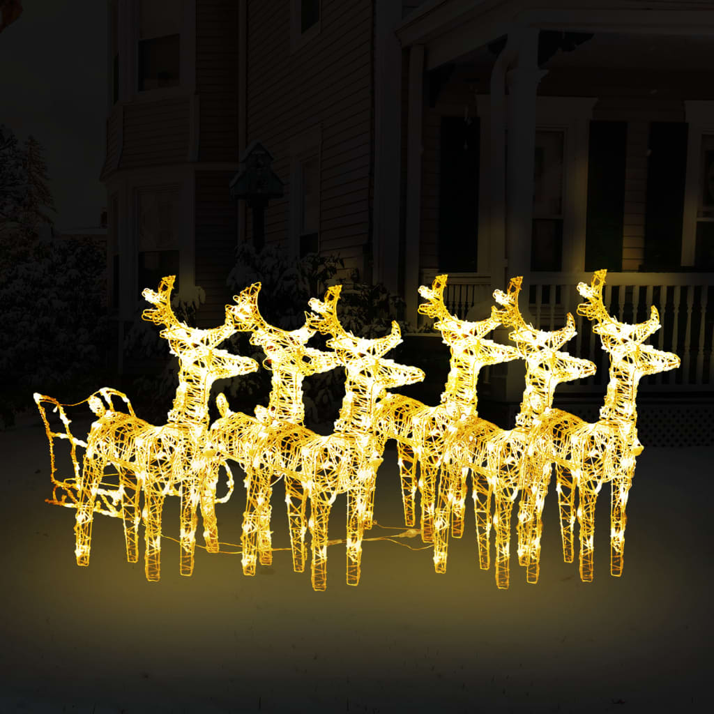 Rentiere Schlitten Weihnachtsdekoration 320 LEDs Acryl