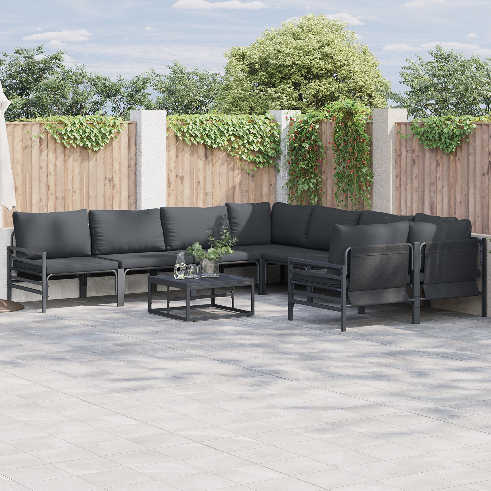 Garten-Sofa-Set 9 pcs Anthrazit Stahl