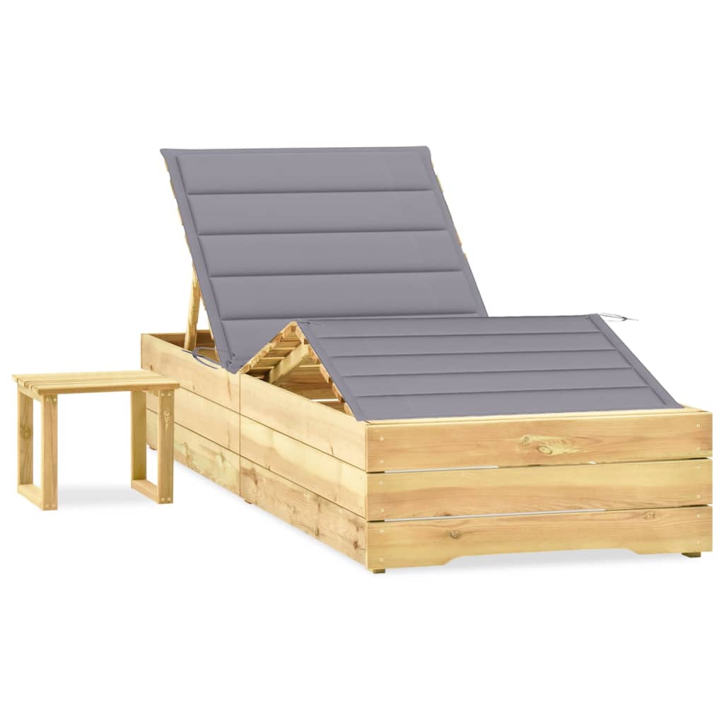 Garten-Sonnenliege mit Tisch und Auflage Kiefer Imprägniert Garten-Sonnenliege mit Tisch und Auflage Kiefer Imprägniert