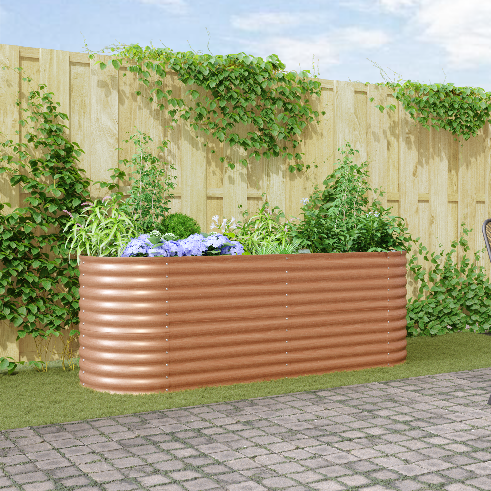 Braunes Hochbeet - Holzoptik 240x80x81 cm Stahl