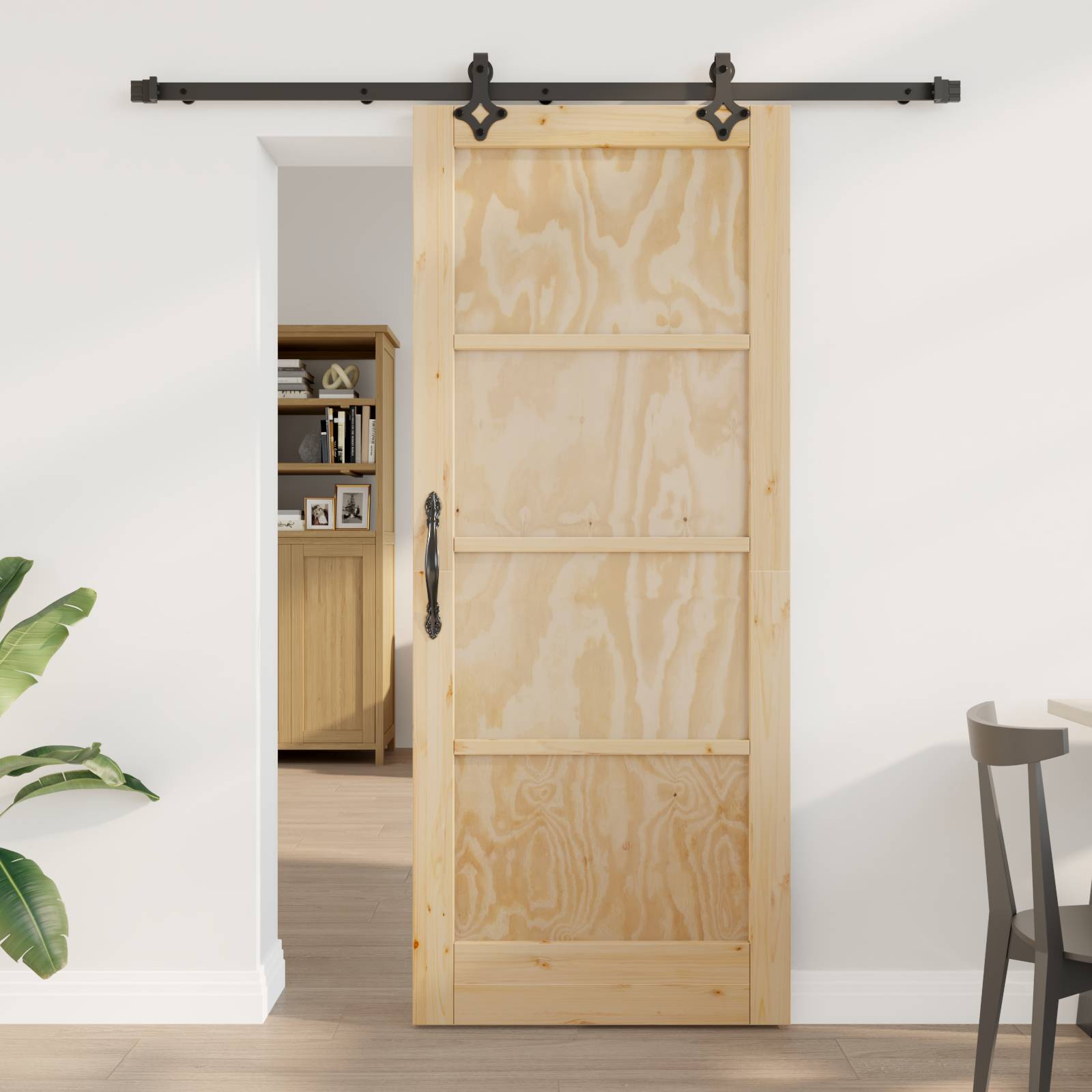 Schiebetür mit Hardware-Set 83x202 cm Massivholz Kiefer