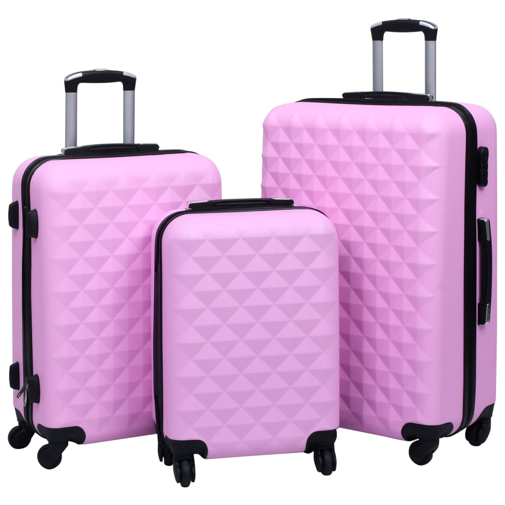 Hartschalen-Trolley-Set 3 Stk. Rosa ABS Hartschalen-Trolley-Set 3 Stk. Rosa ABS