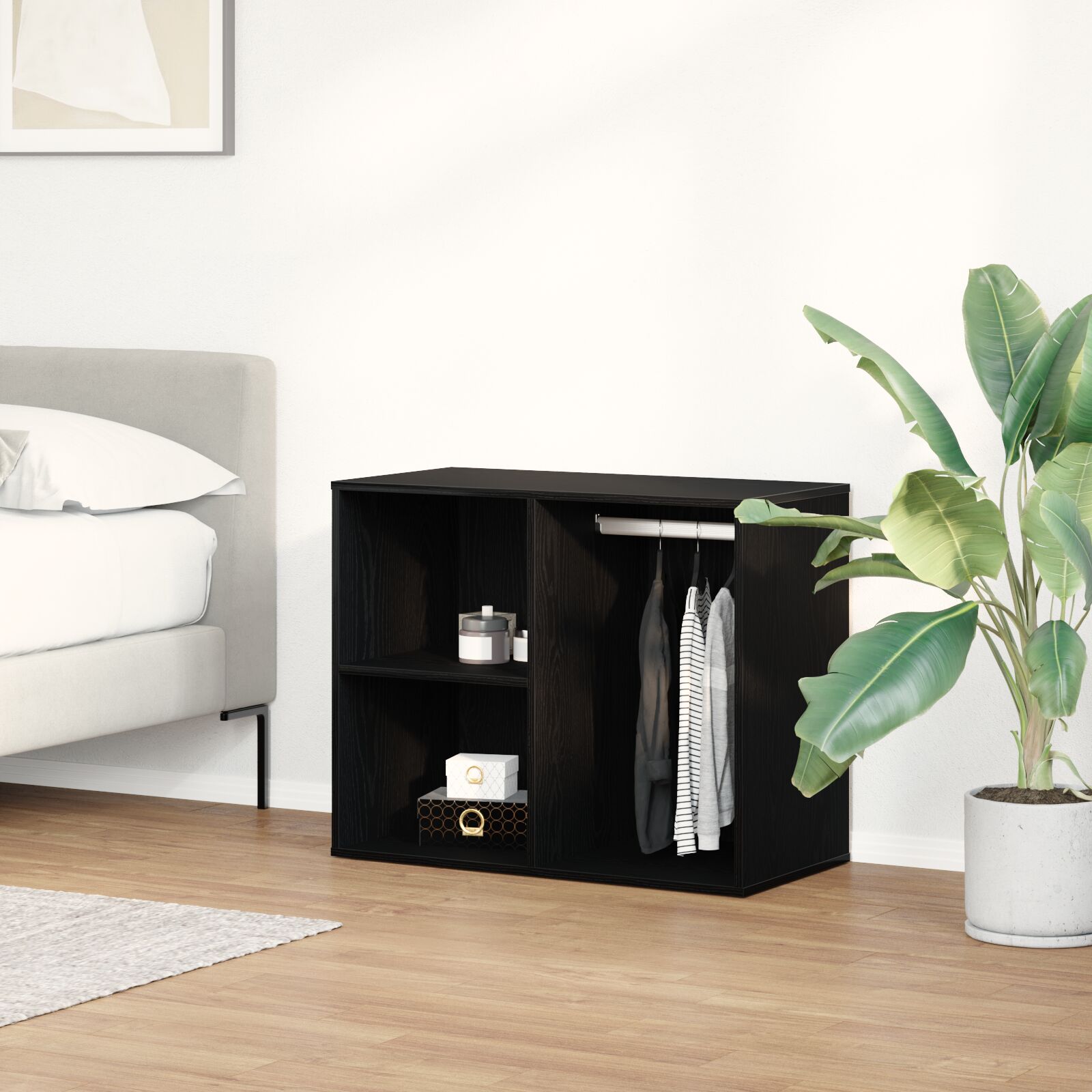 vidaXL Schwarzer Eichen-Cosmetic-Schrank - 80x40x65 cm