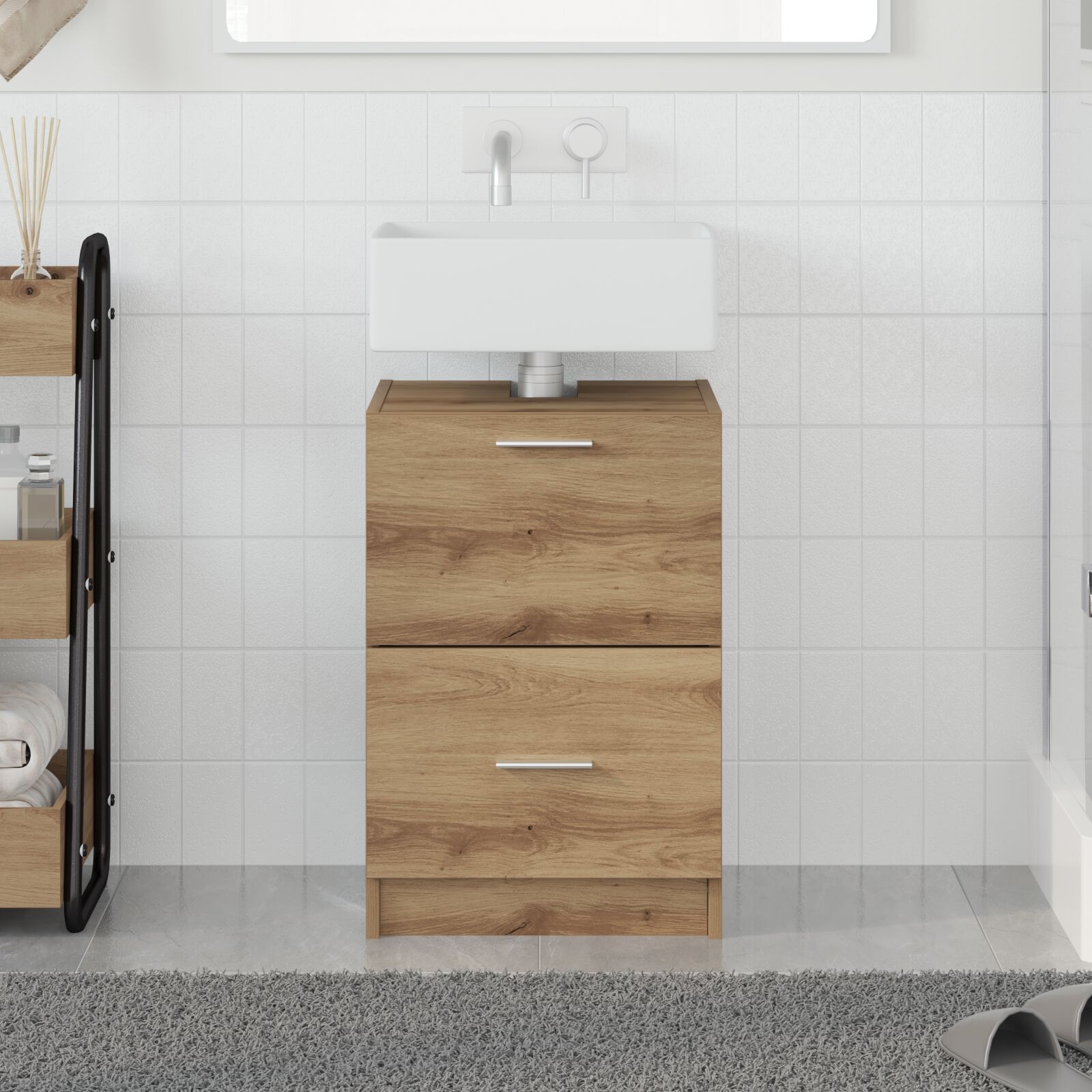 Waschbeckenschrank Eiche 40x37x59 cm Holzwerkstoff