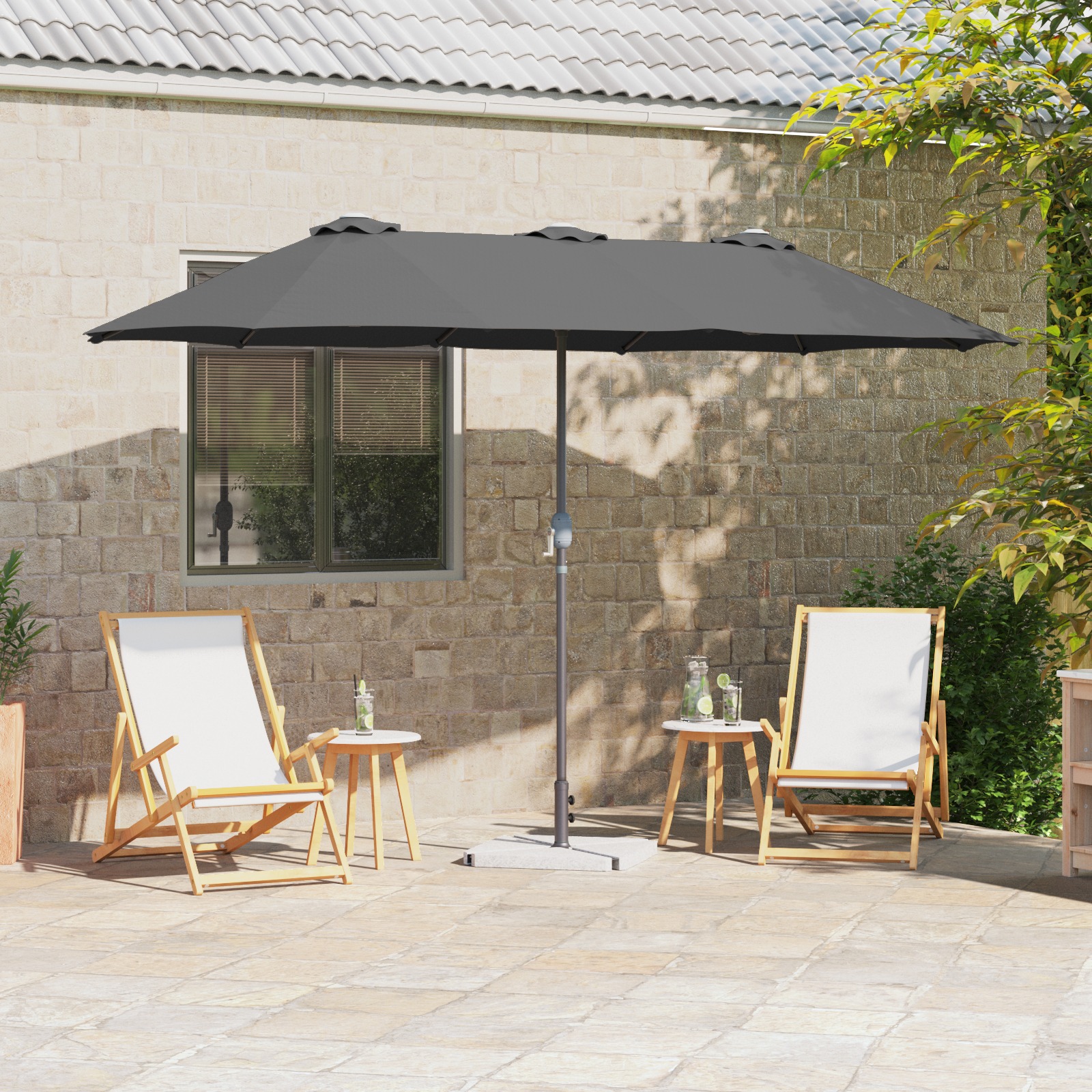 Gartenparasol Anthrazit 380 x 196 x 235 cm