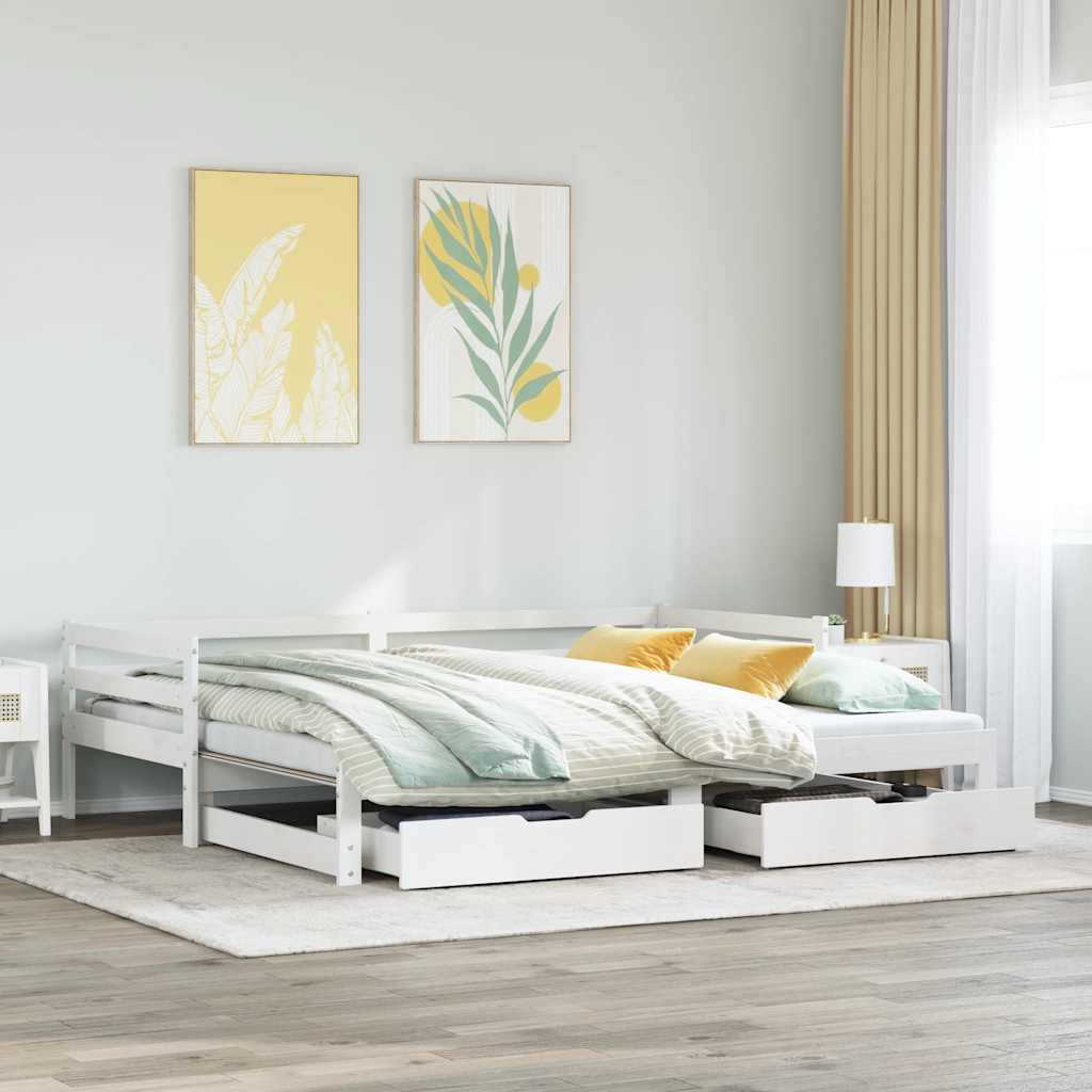 vidaXL Tagesbett mit Schubladen Weiß 90x200 cm Kiefernholz